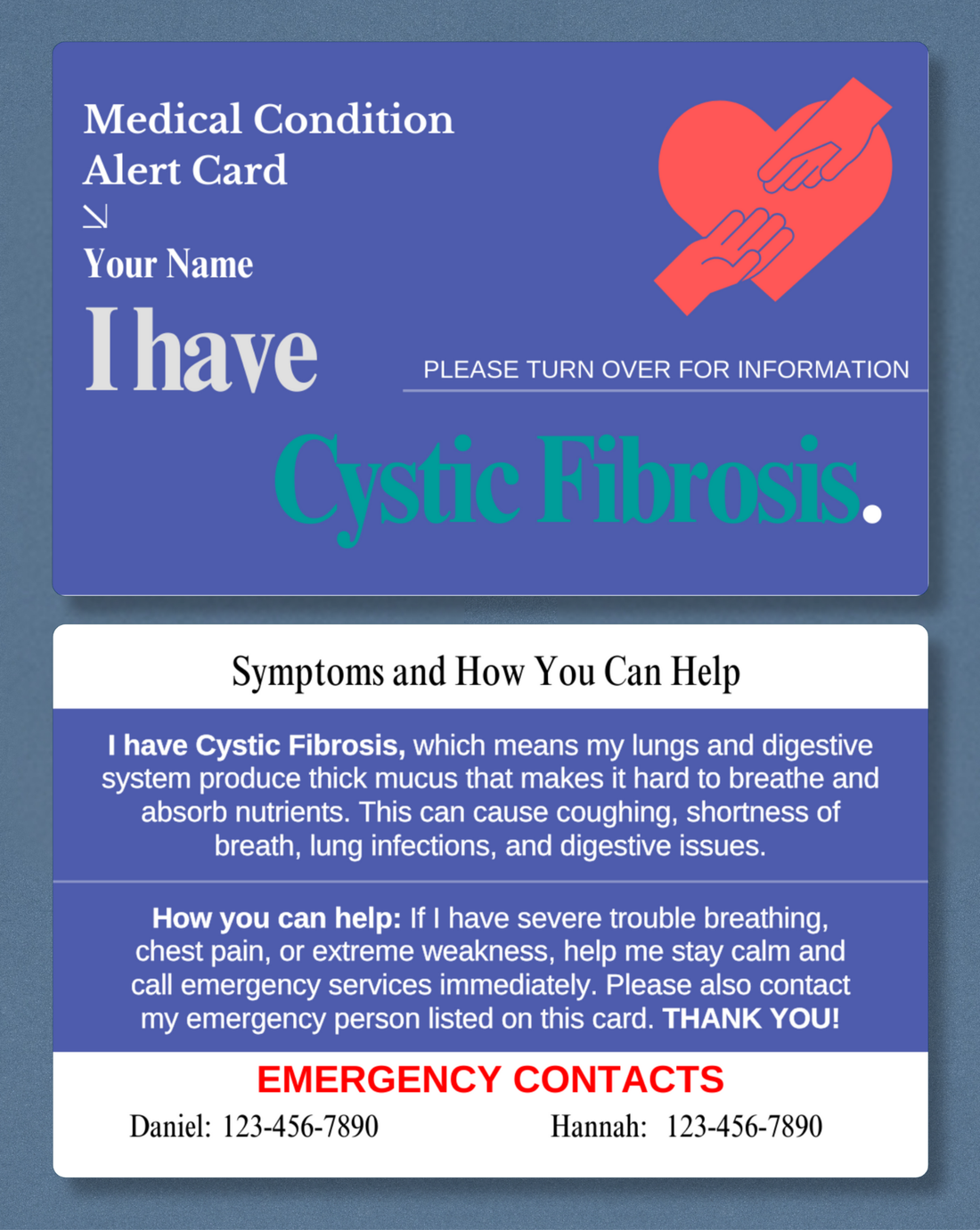 Cystic Fibrosis Medical Alert Card