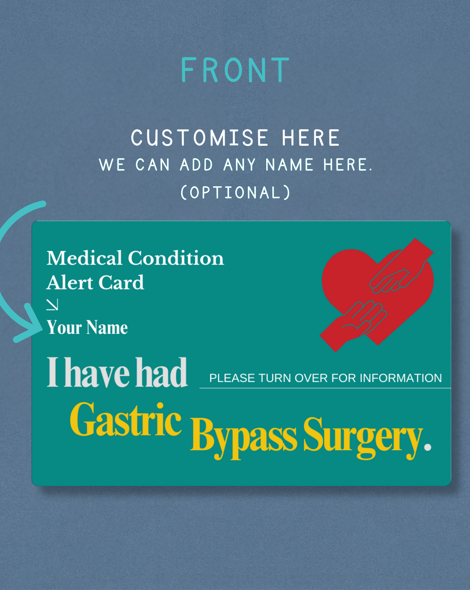 Gastric Bypass Surgery Medical Alert Card