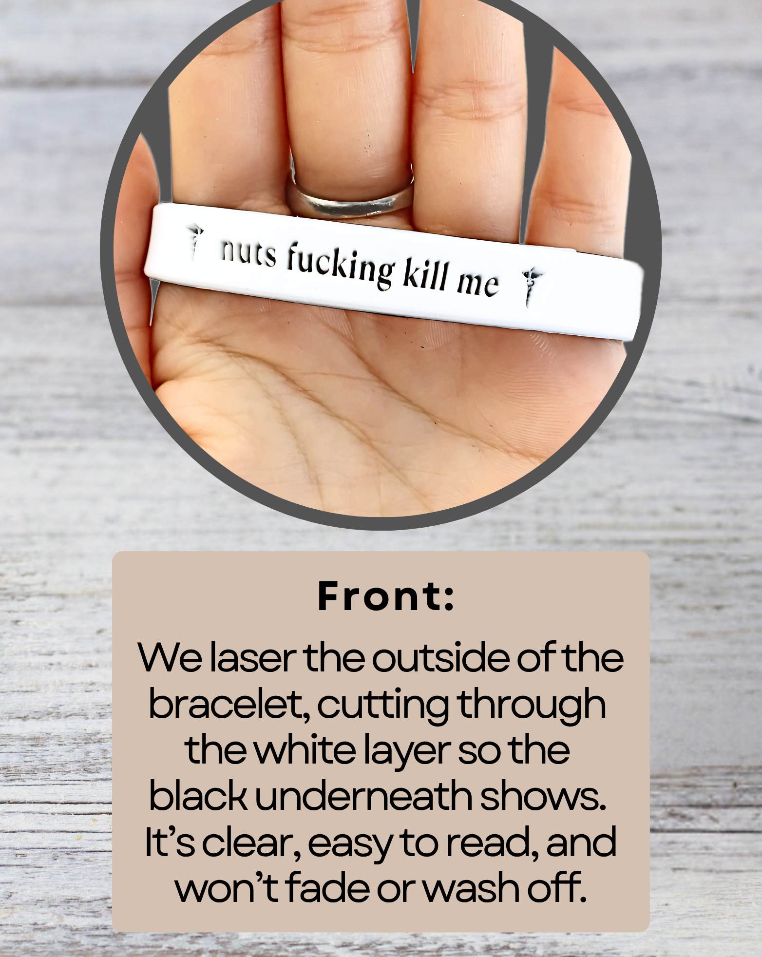 Nuts Fucking Kill Me - Funny Alert Bracelet