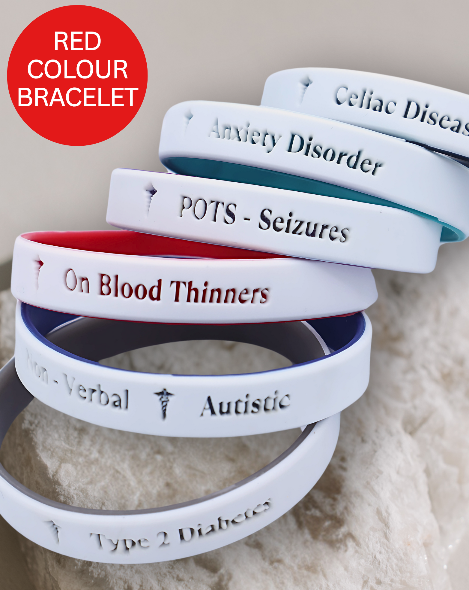 Personalised Medical Alert Bracelet (Red)