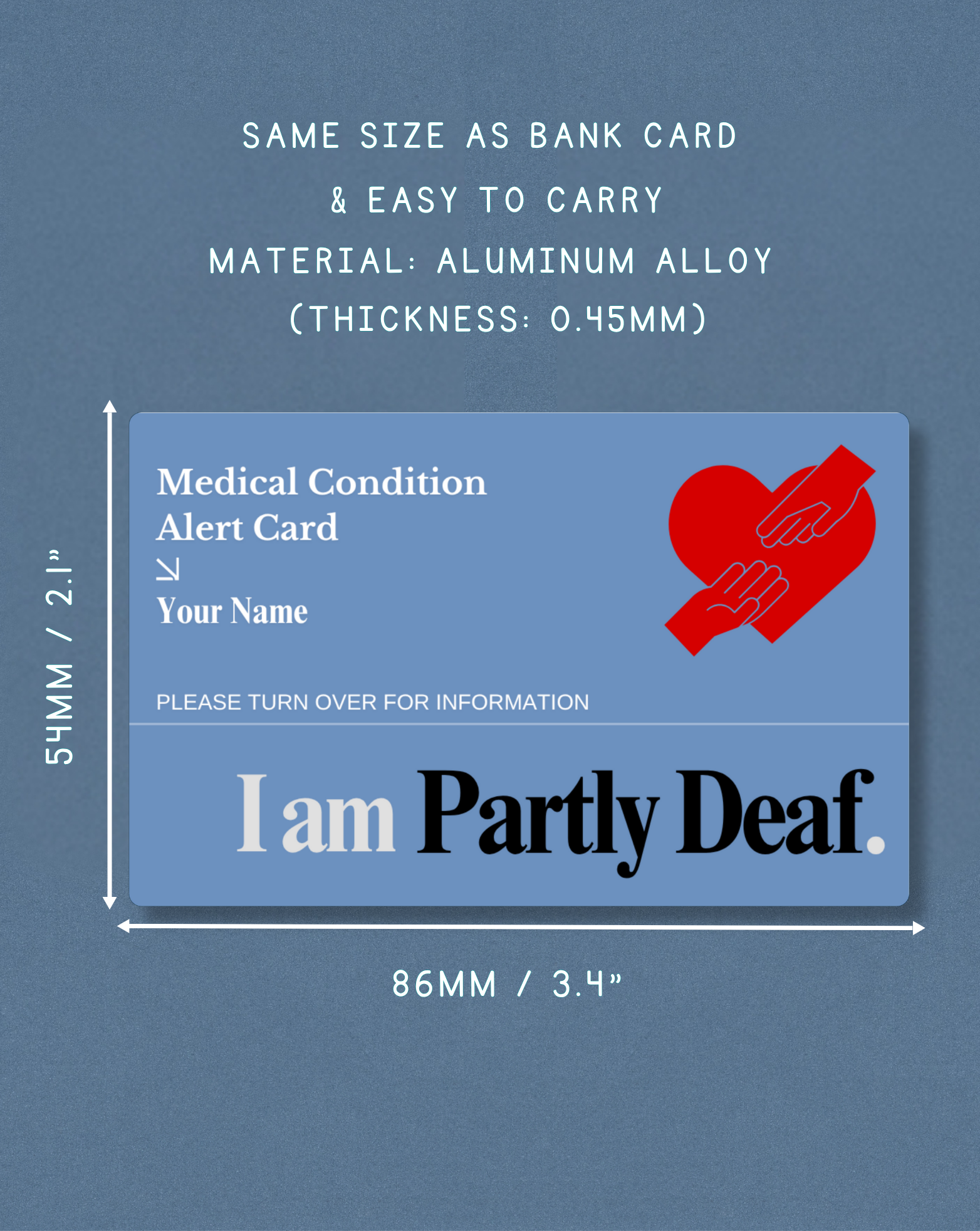 Partly Deaf Medical Alert Card