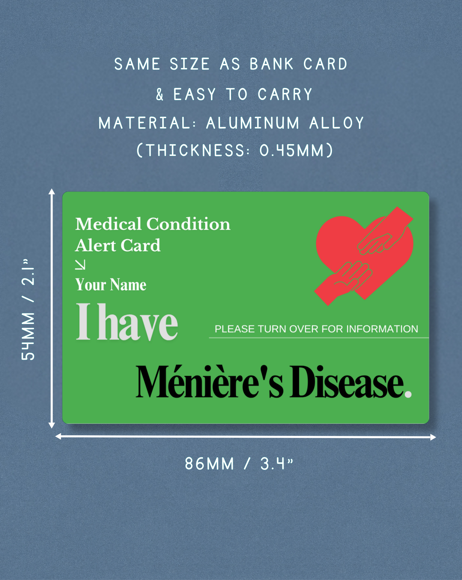 Meniere's Disease Medical Alert Card