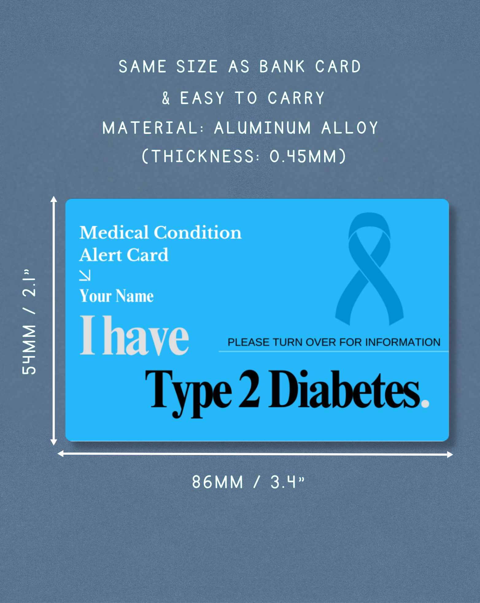 Diabetes Type 2 Medical Alert Card