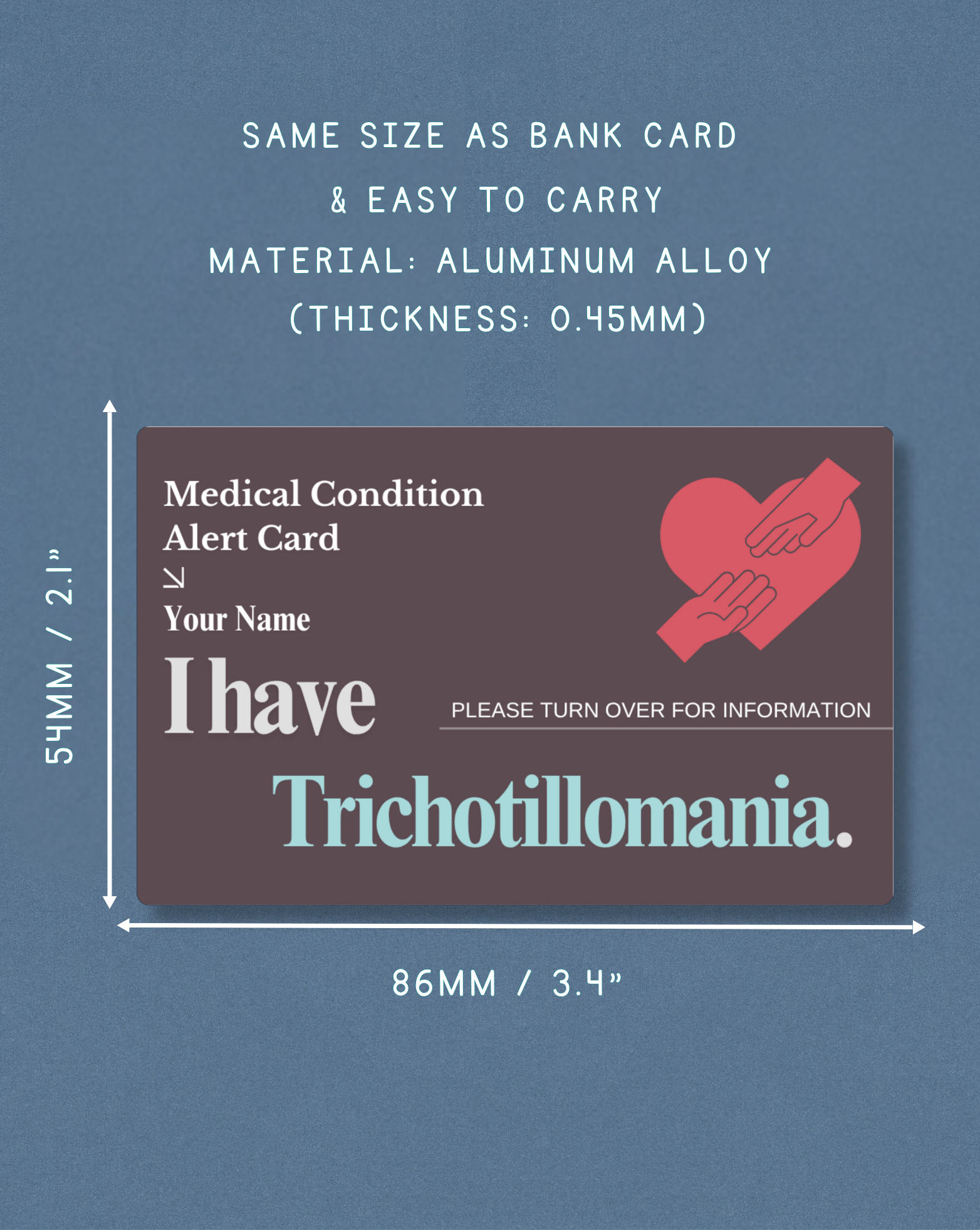 Trichotillomania Medical Alert Card