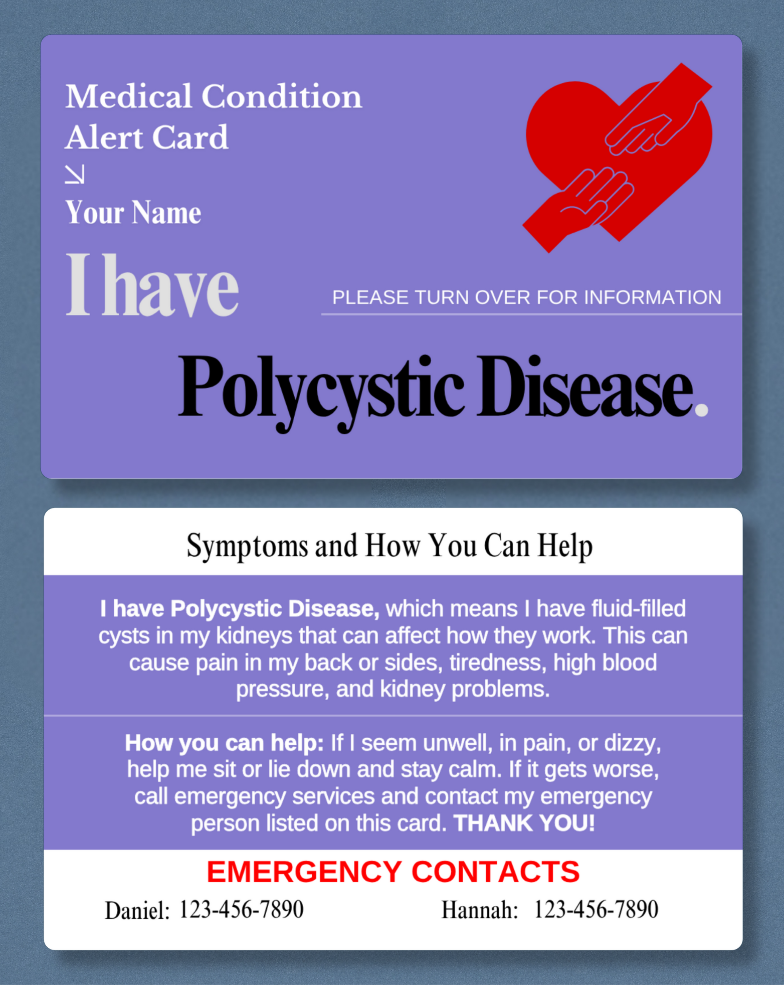 Polycystic Disease Medical Alert Card