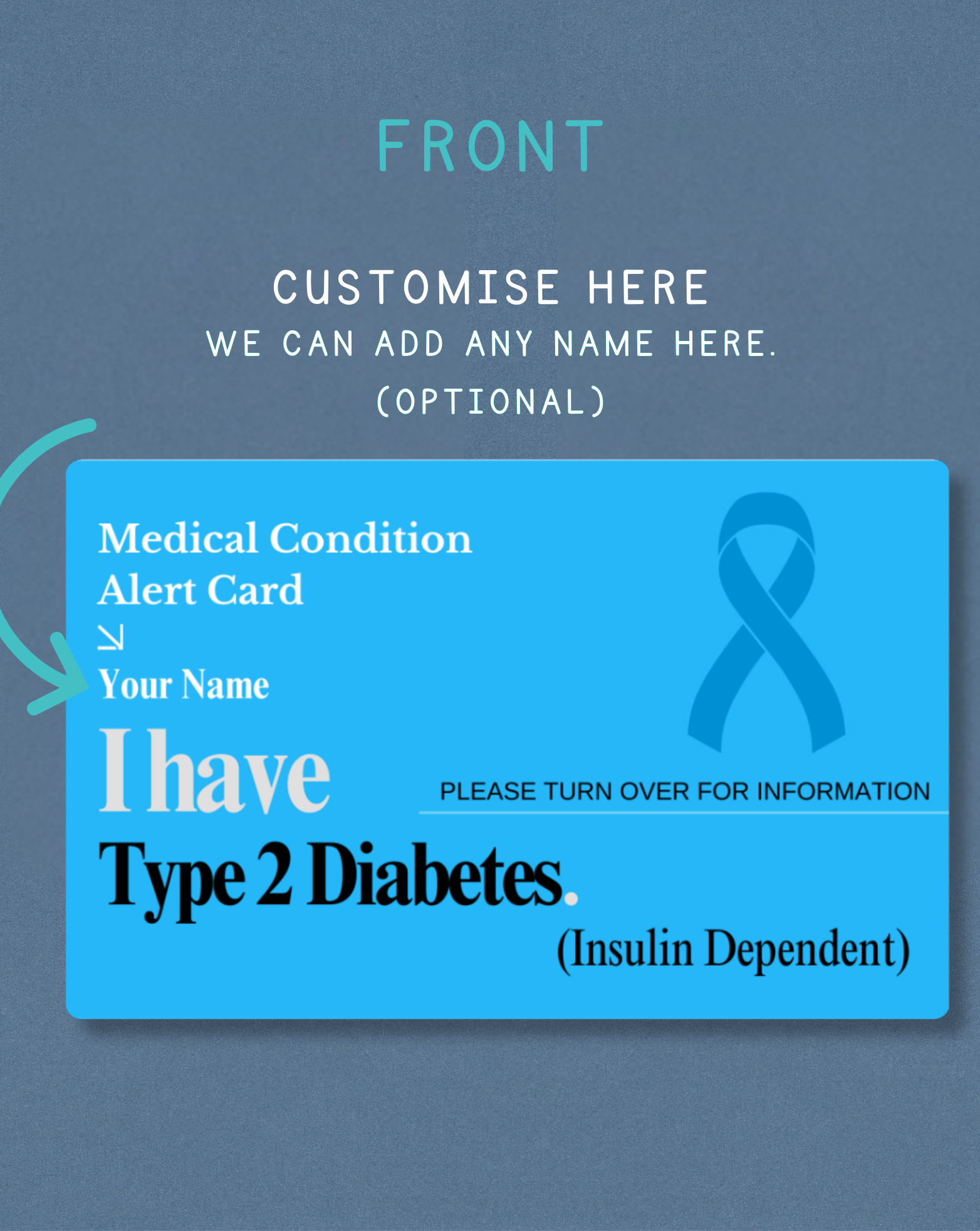 Diabetes Type 2 (Insulin Dependent) Medical Alert Card