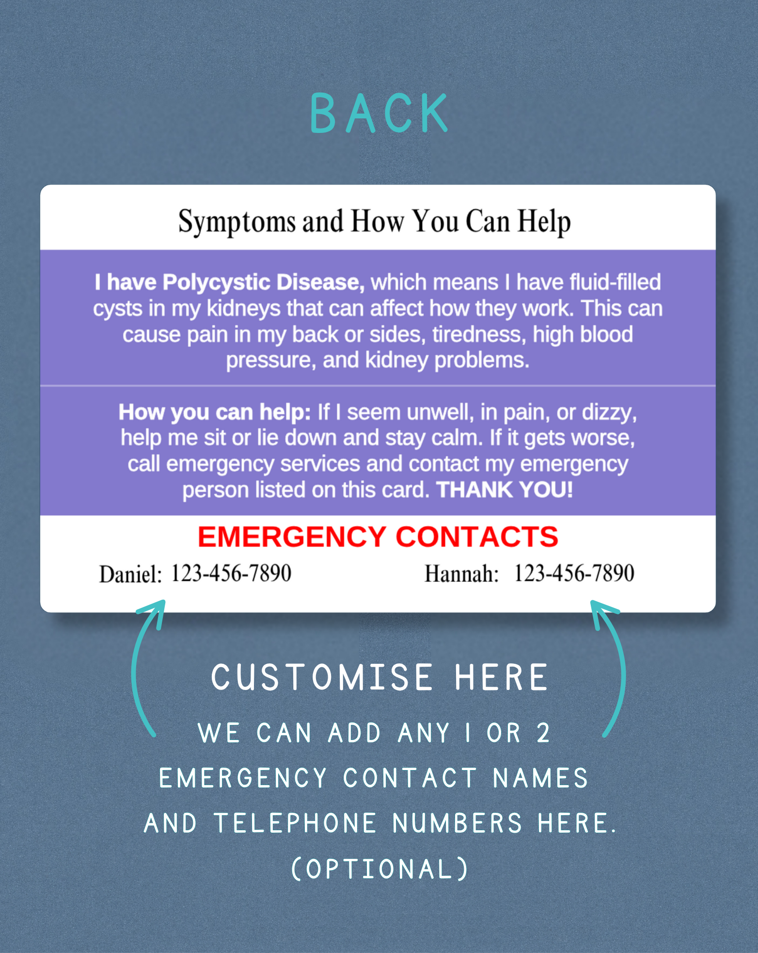 Polycystic Disease Medical Alert Card