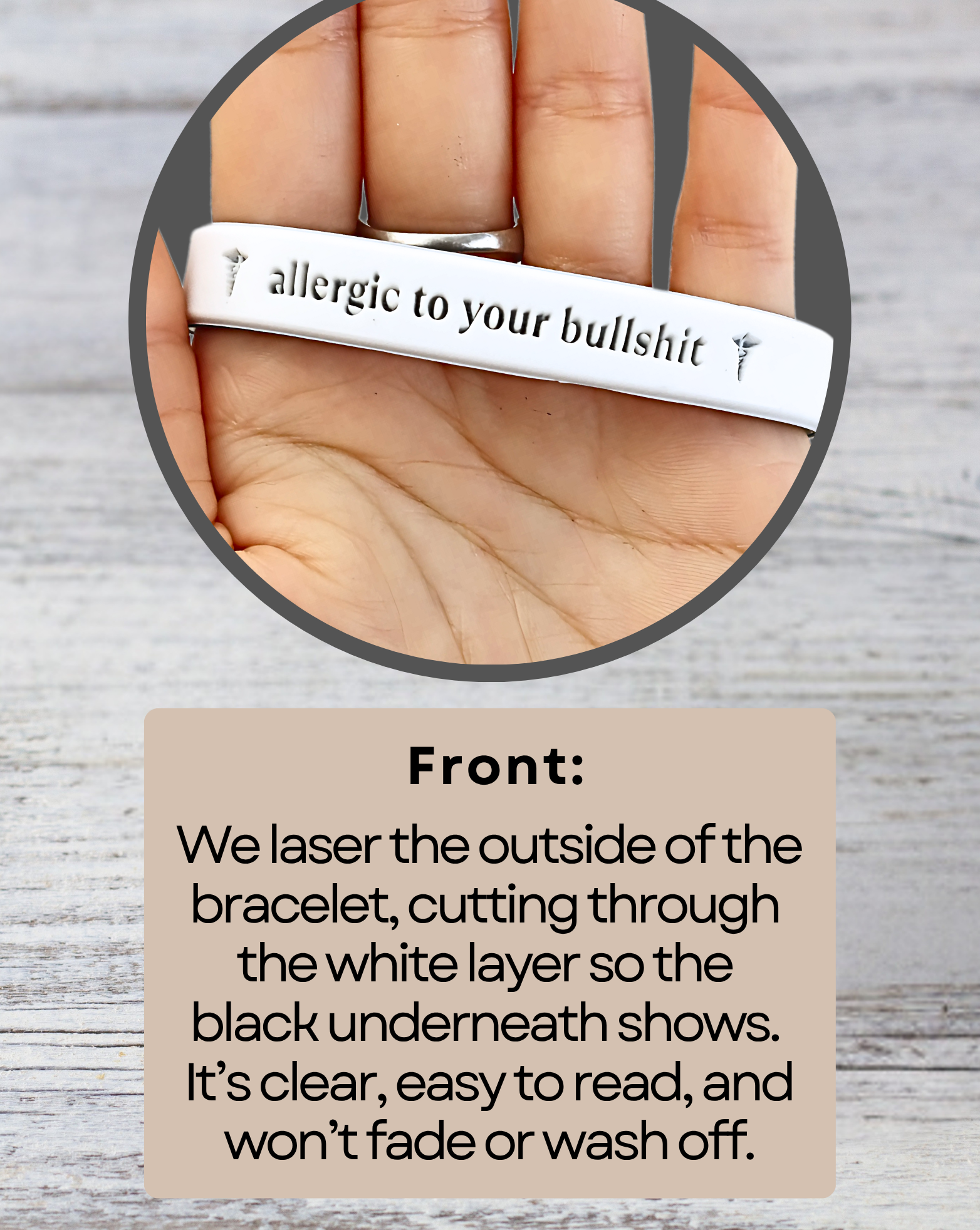 Allergic to Your Bullshit - Funny Alert Bracelet