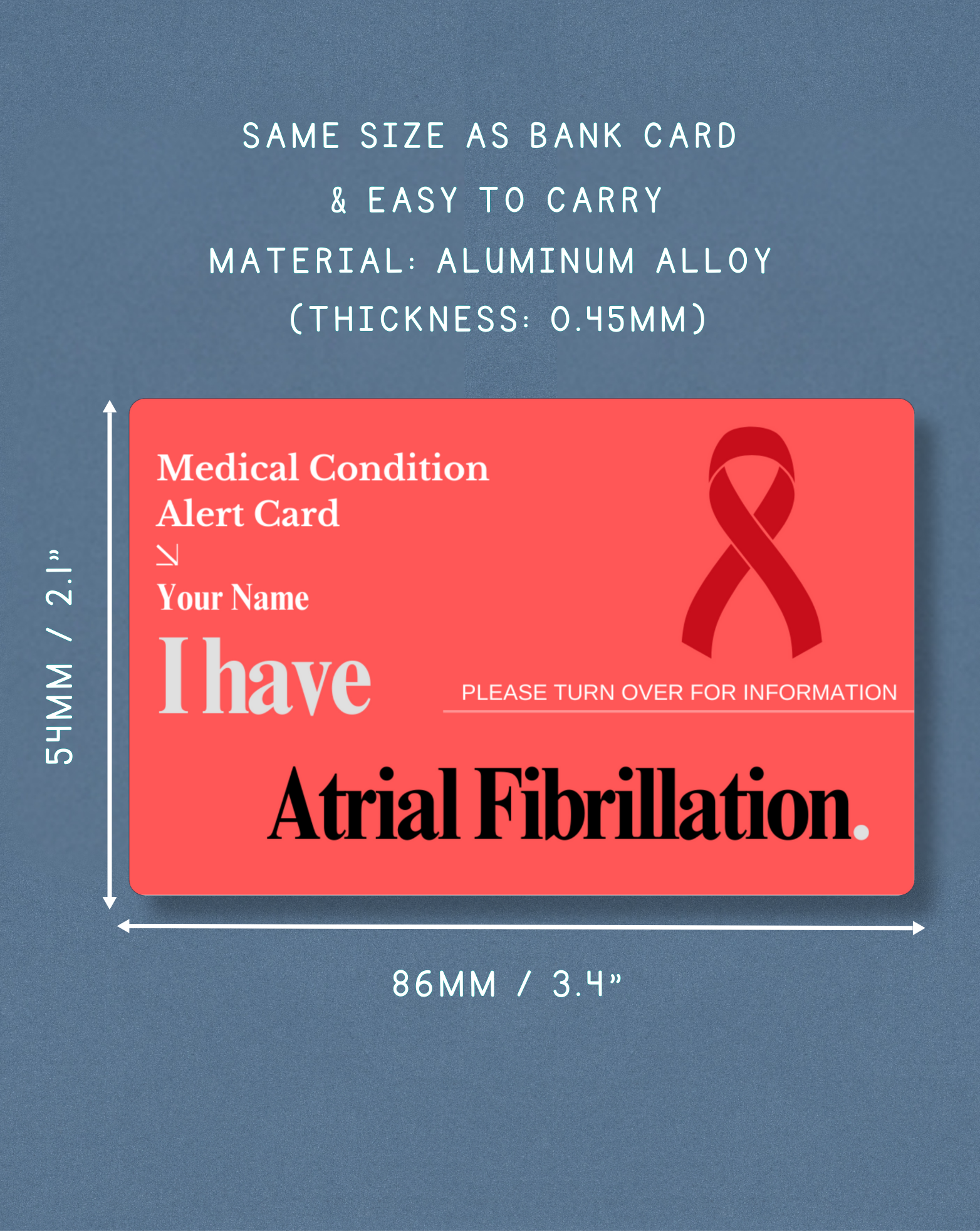 Atrial Fibrillation Medical Alert Card