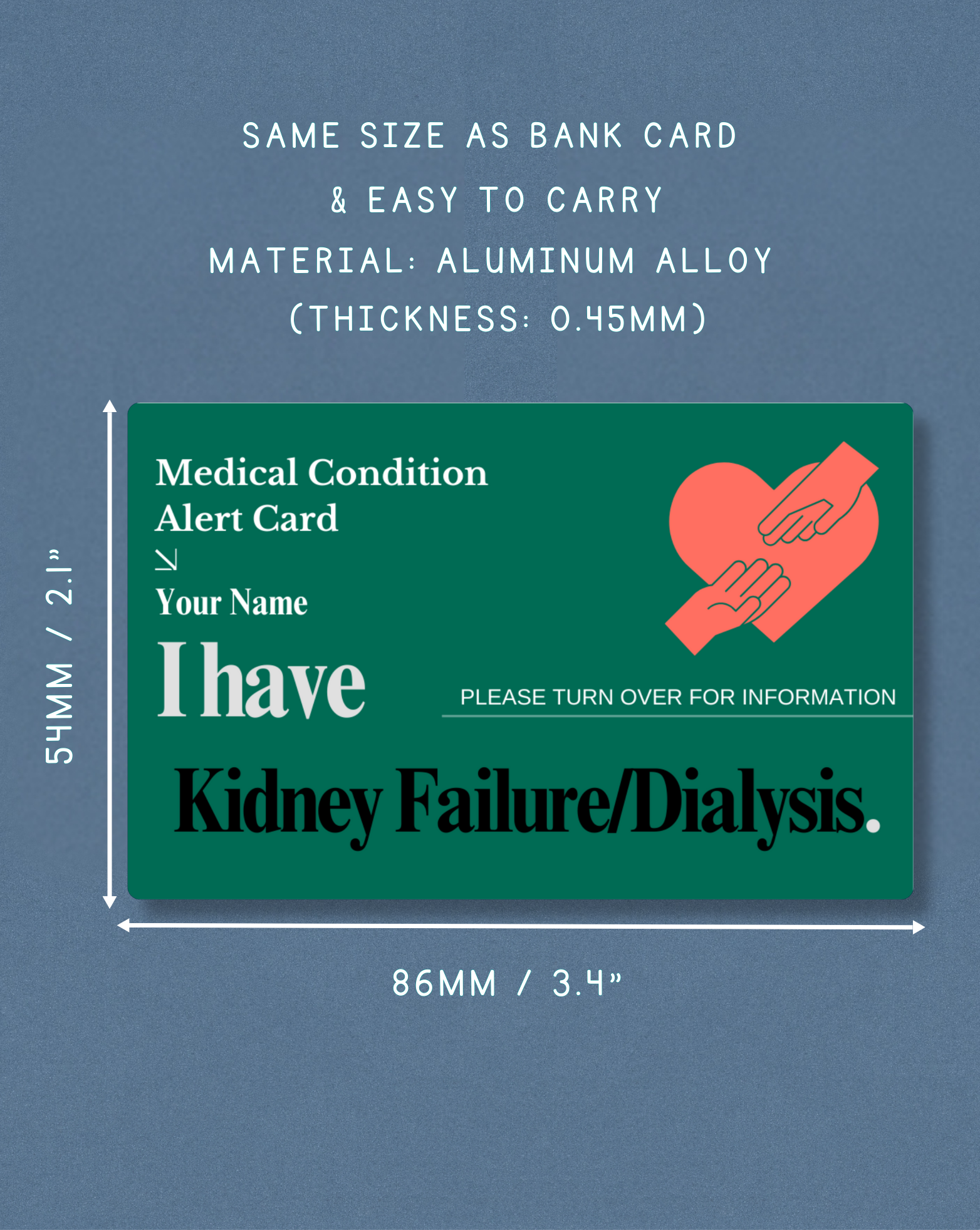 Kidney Failure/Dialysis Medical Alert Card
