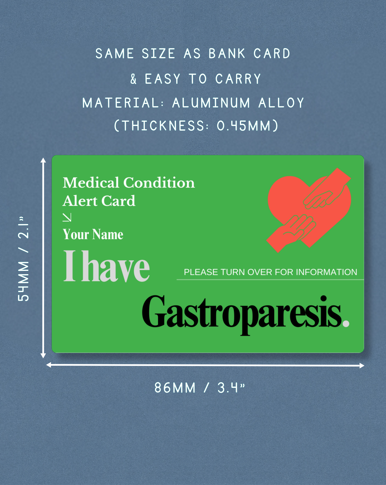 Gastroparesis Medical Alert Card