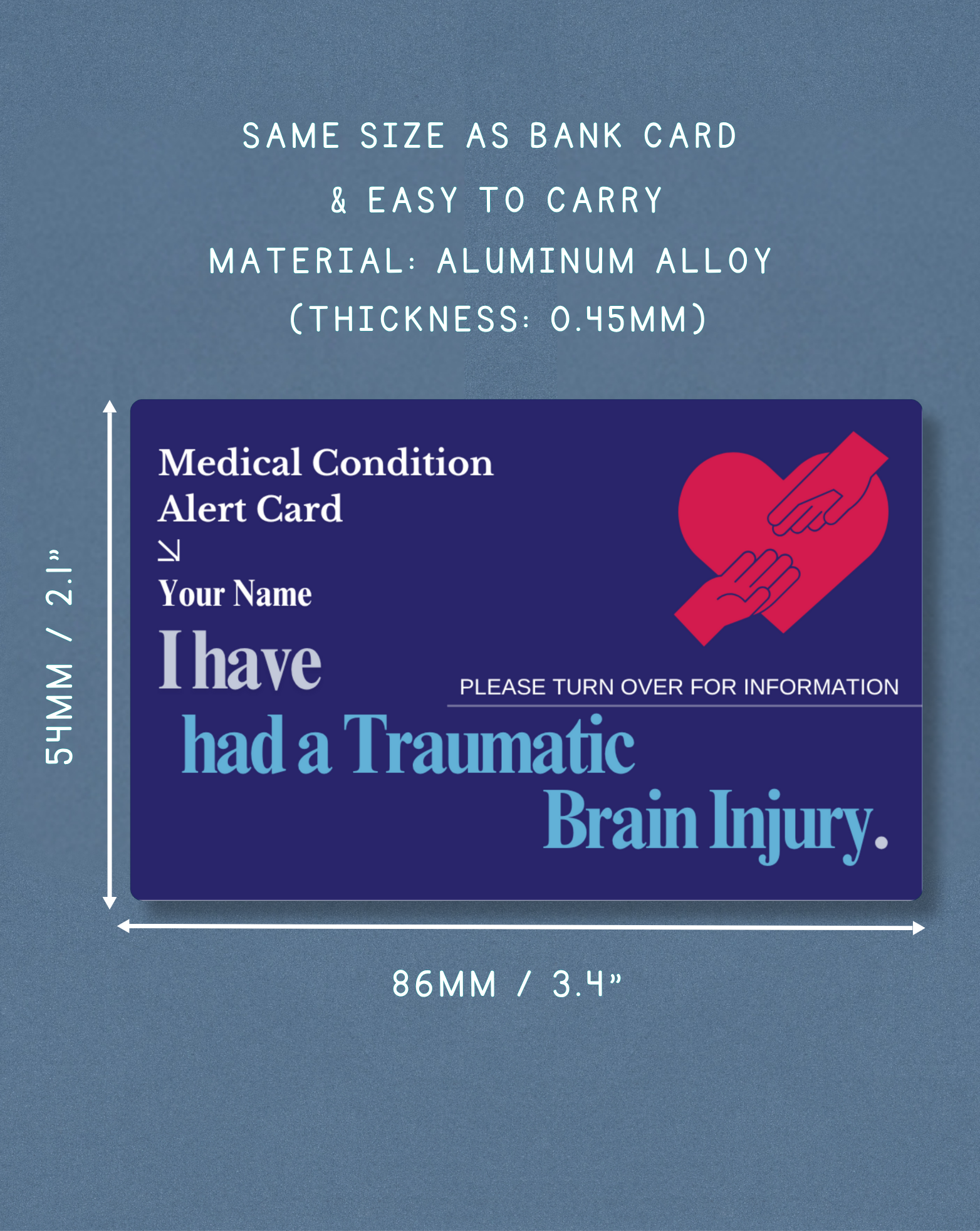 Traumatic Brain Injury Medical Alert Card