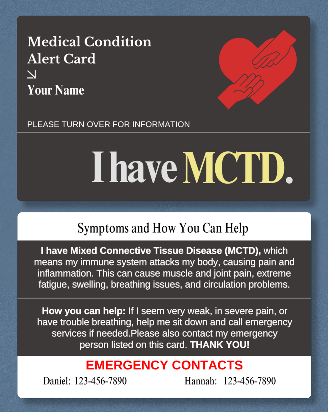MCTD Medical Alert Card