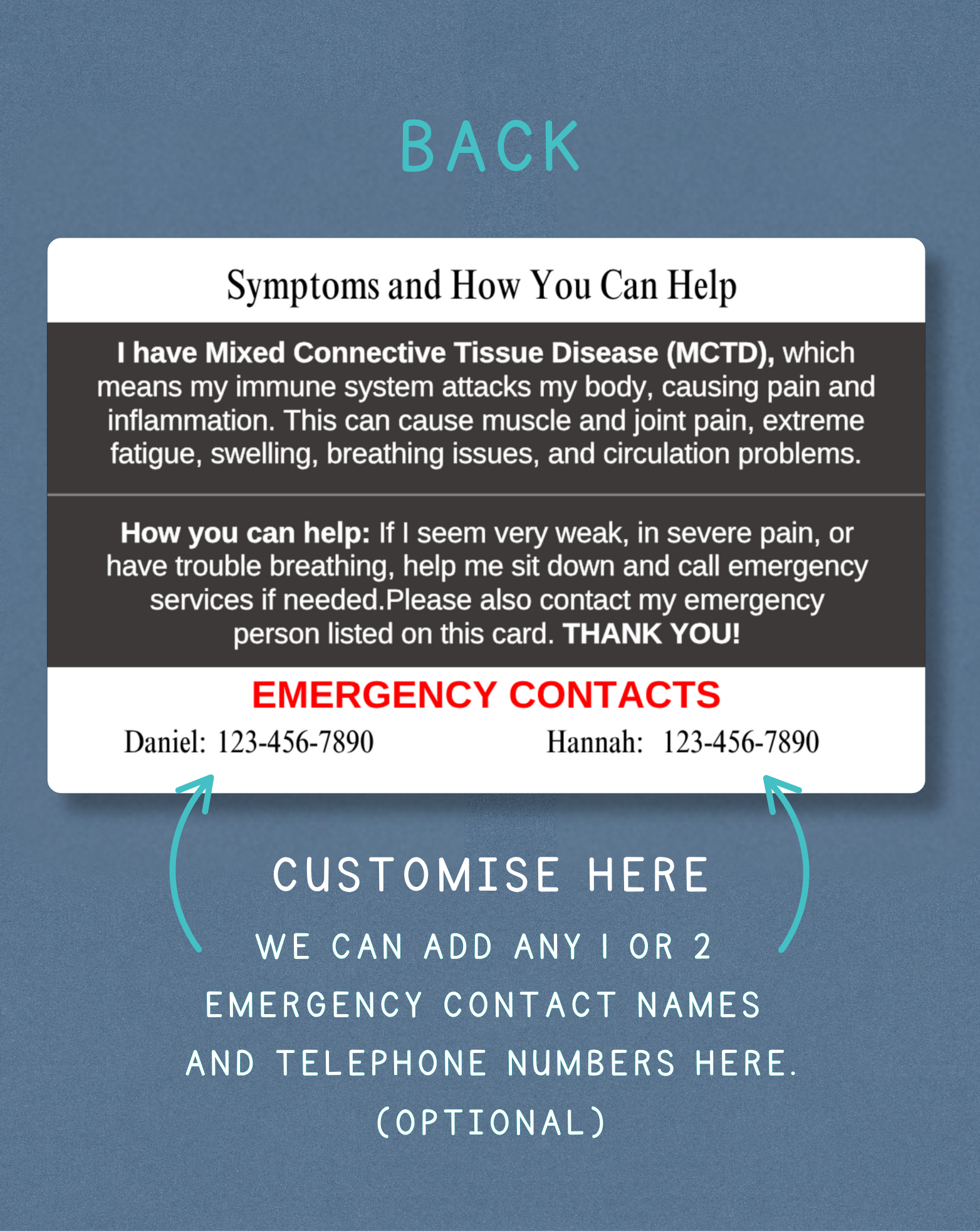MCTD Medical Alert Card