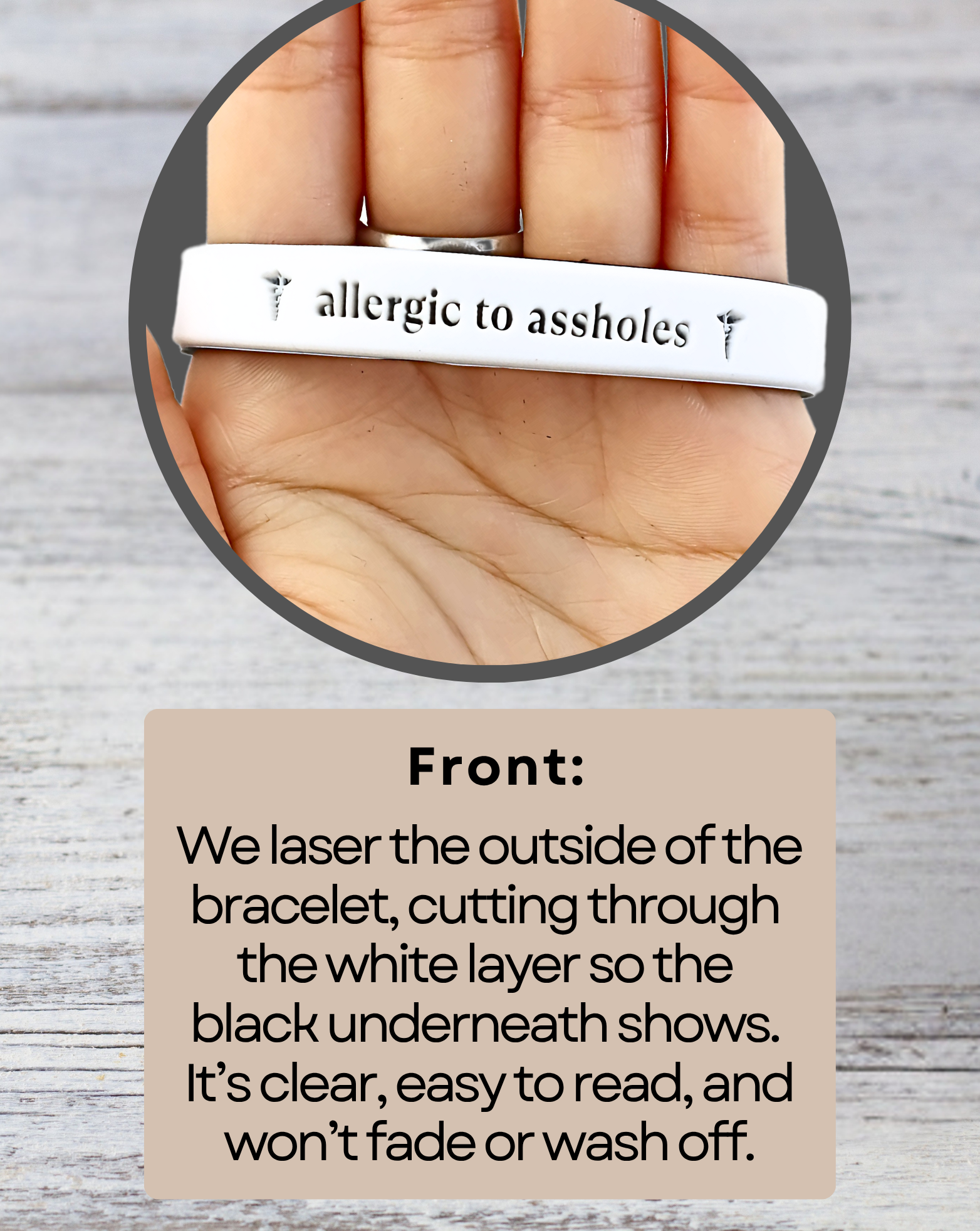 Allergic to Assholes - Funny Alert Bracelet