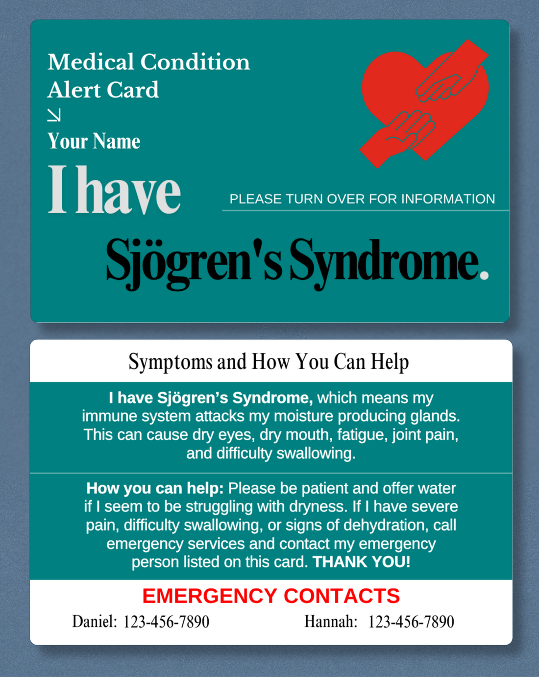 Sjogren’s Syndrome Medical Alert Card
