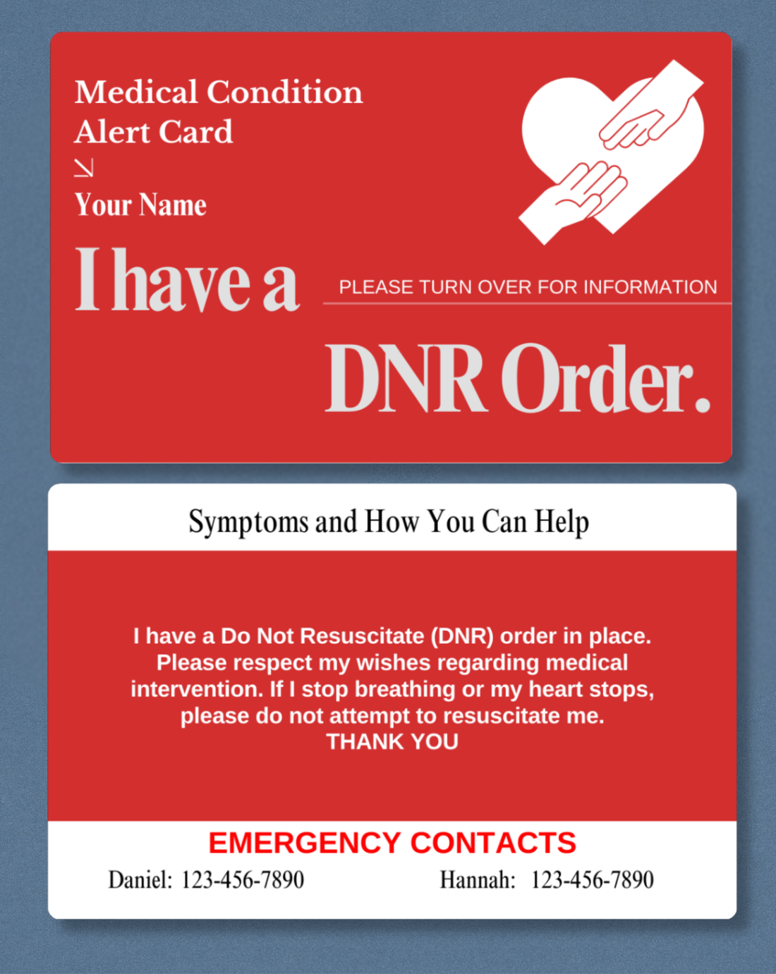 DNR Order Medical Alert Card