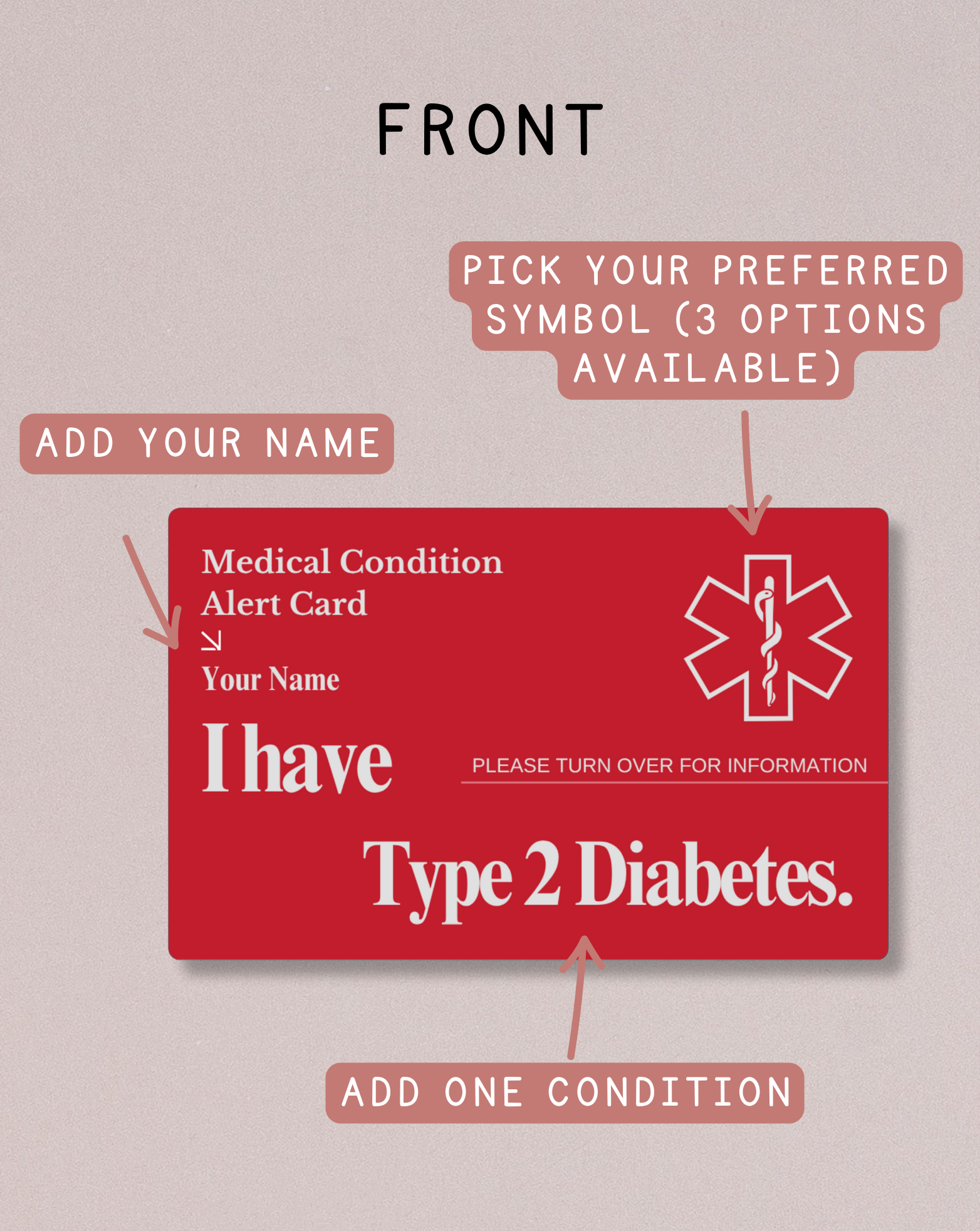 Custom Engraved Medical Alert Card - Red Aluminum