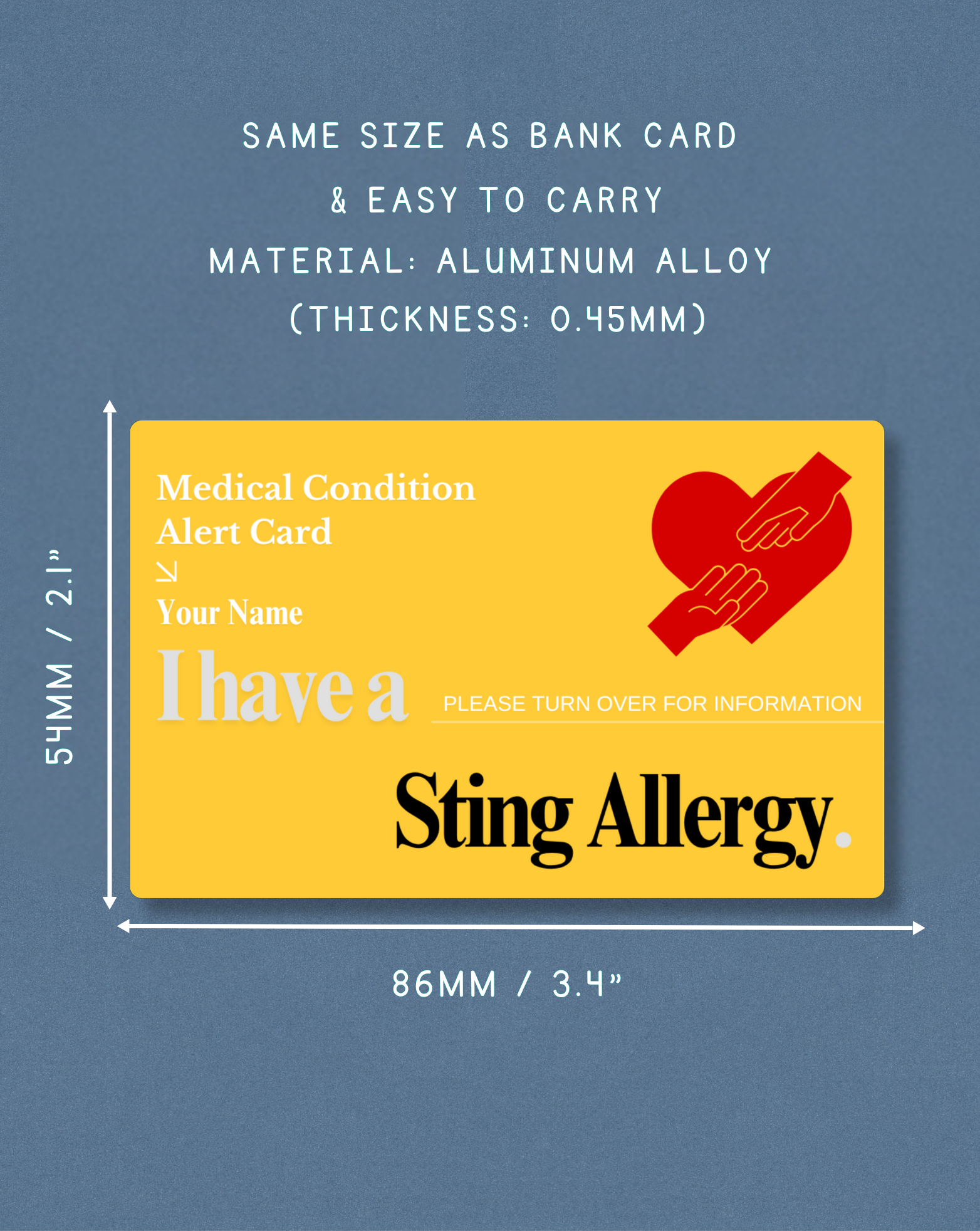 Sting Allergy Alert Card