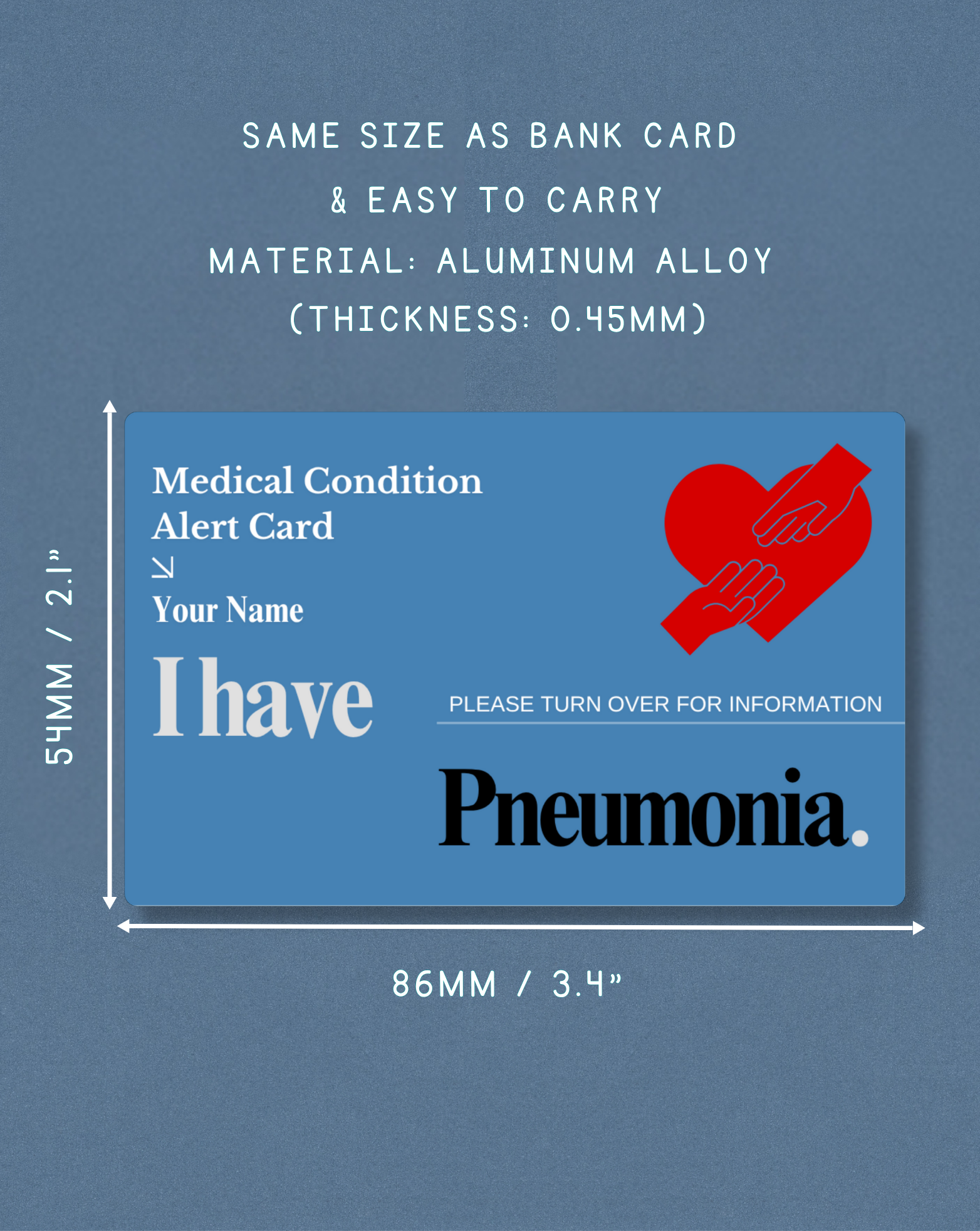 Pneumonia Medical Alert Card