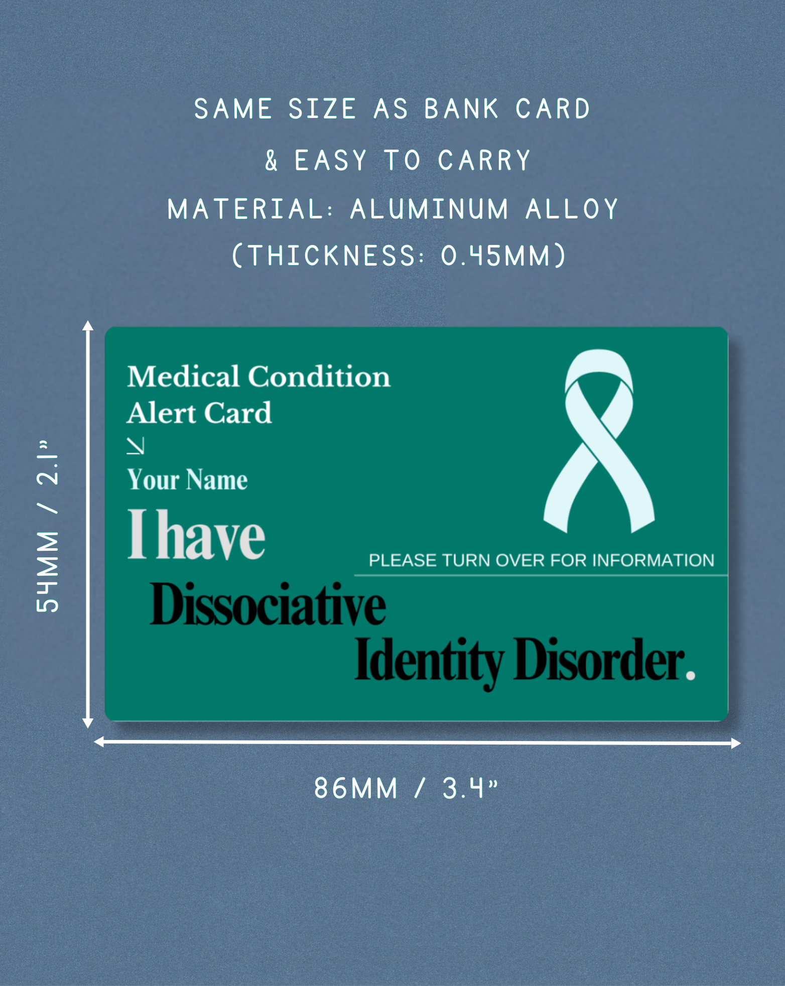 Dissociative Identity Disorder Medical Alert Card