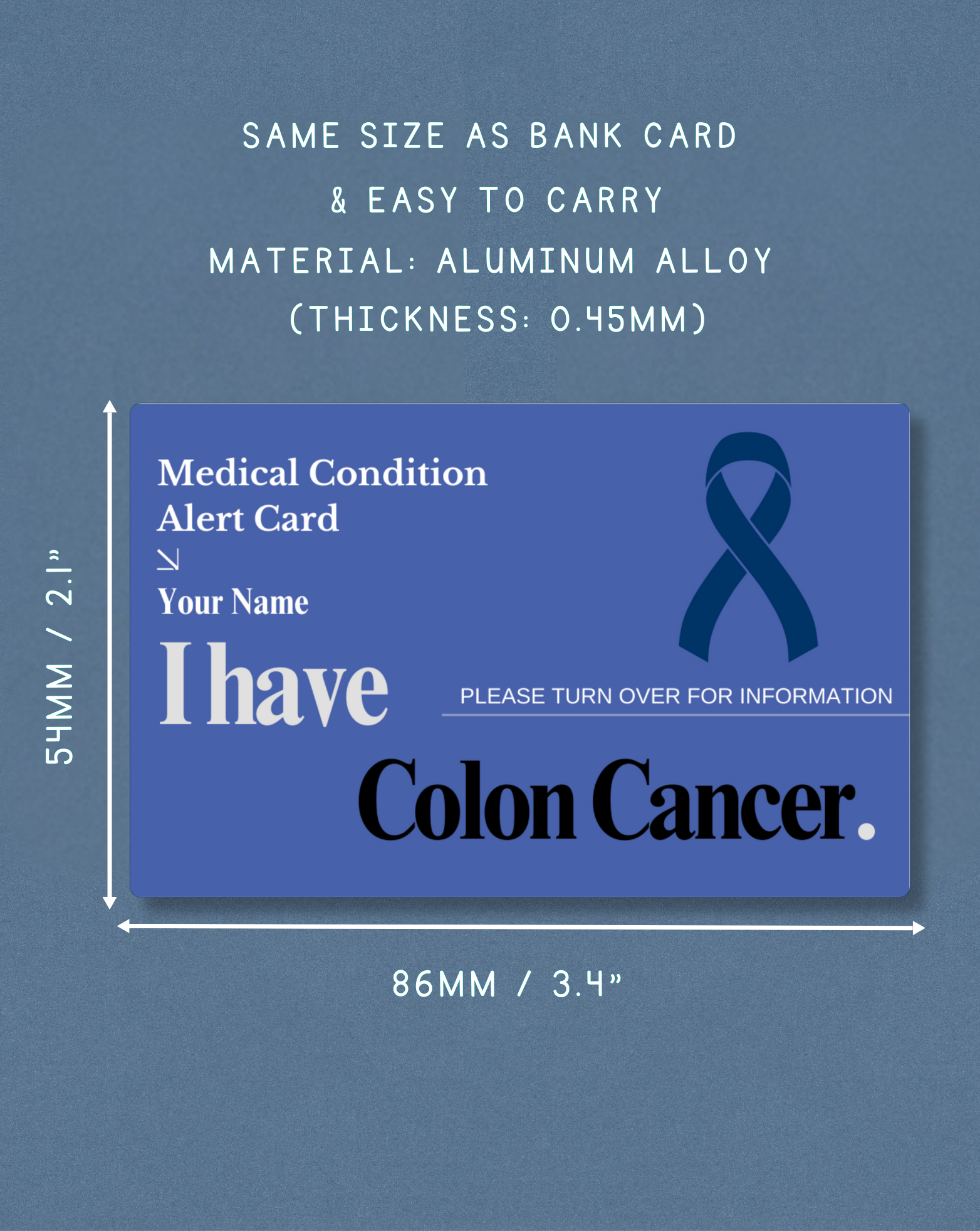 Colon Cancer Medical Alert Card