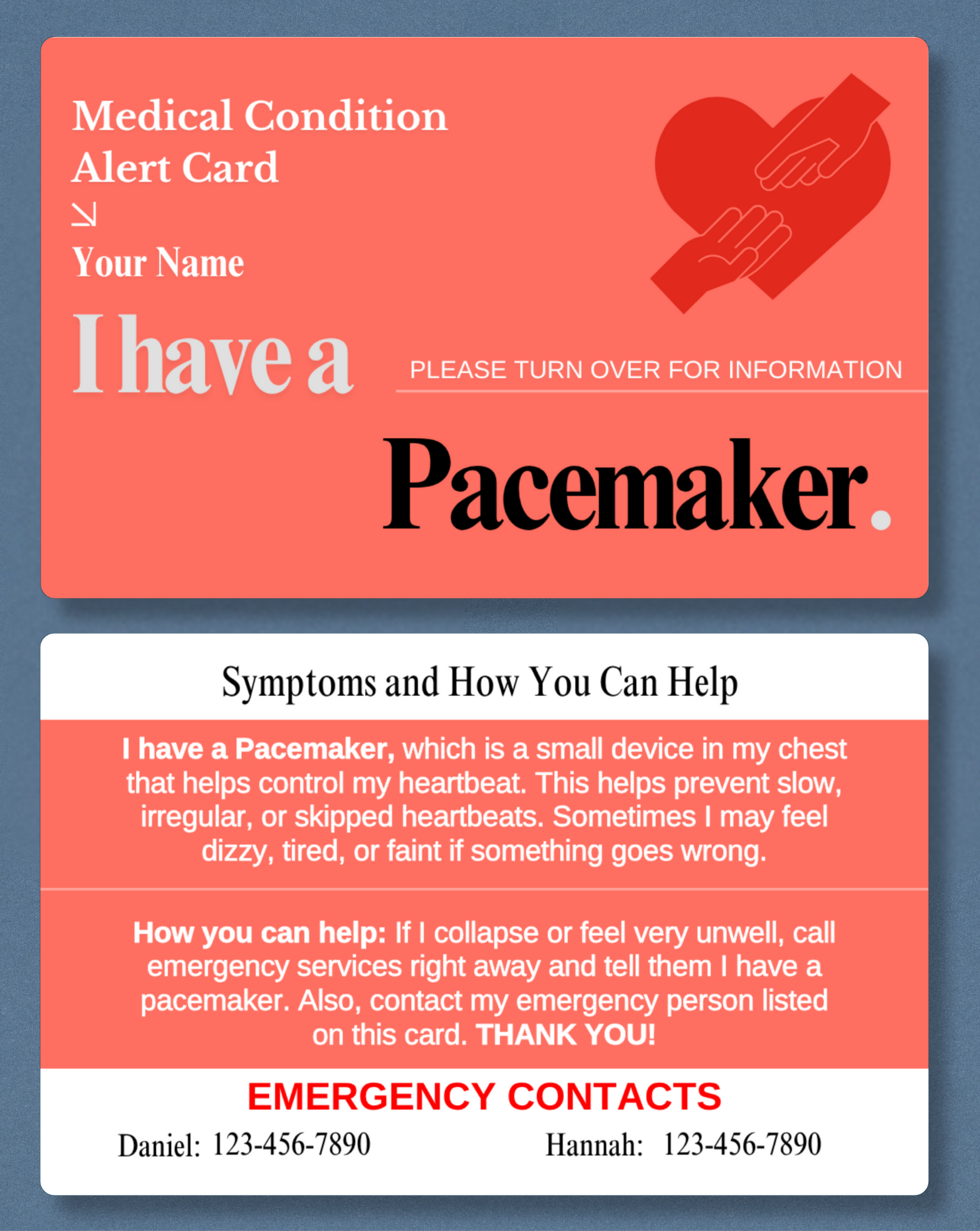 Pacemaker Medical Alert Card