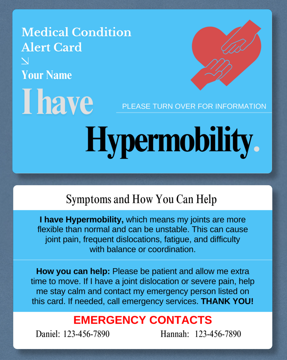 Hypermobility Medical Alert Card