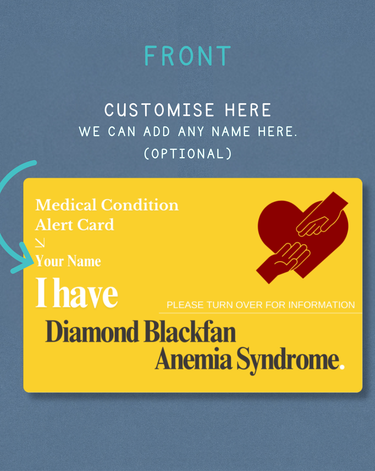 Diamond Blackfan Anemia Syndrome Medical Alert Card
