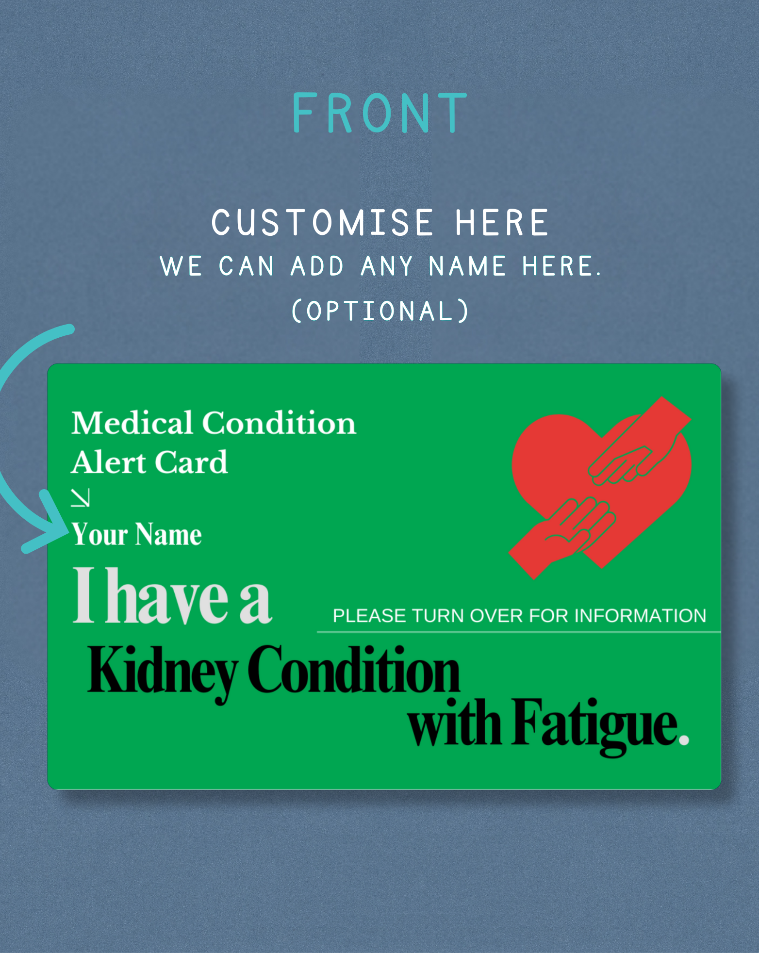Kidney Condition with Fatigue Medical Alert Card