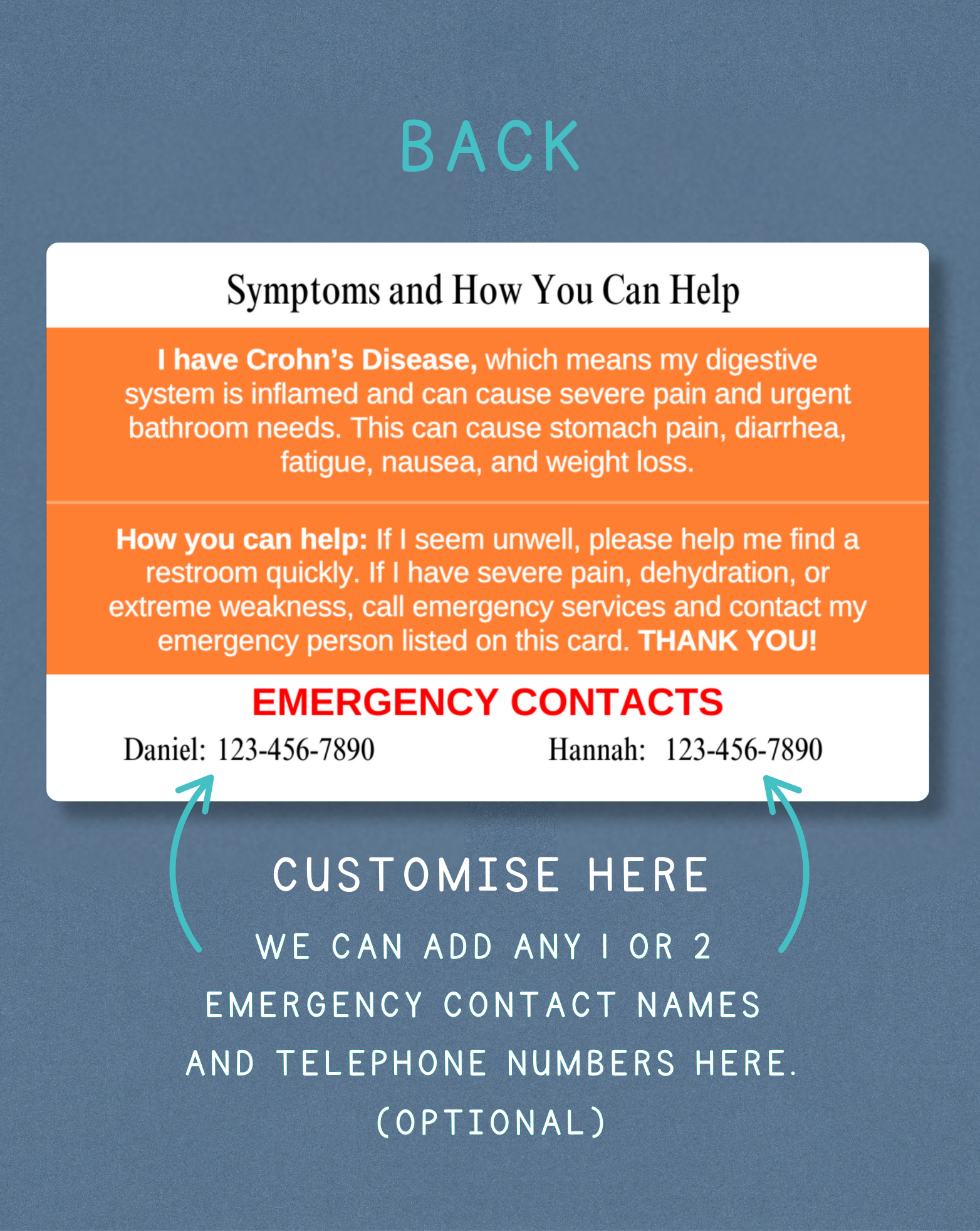 Crohn’s Medical Alert Card