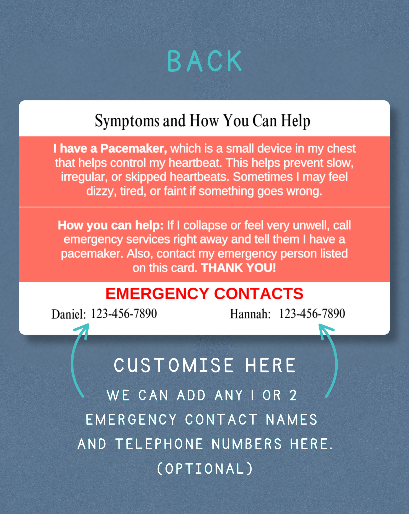 Pacemaker Medical Alert Card