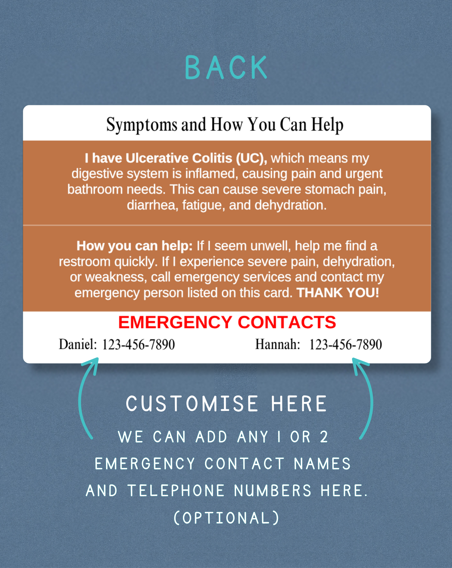 Ulcerative Colitis Medical Alert Card