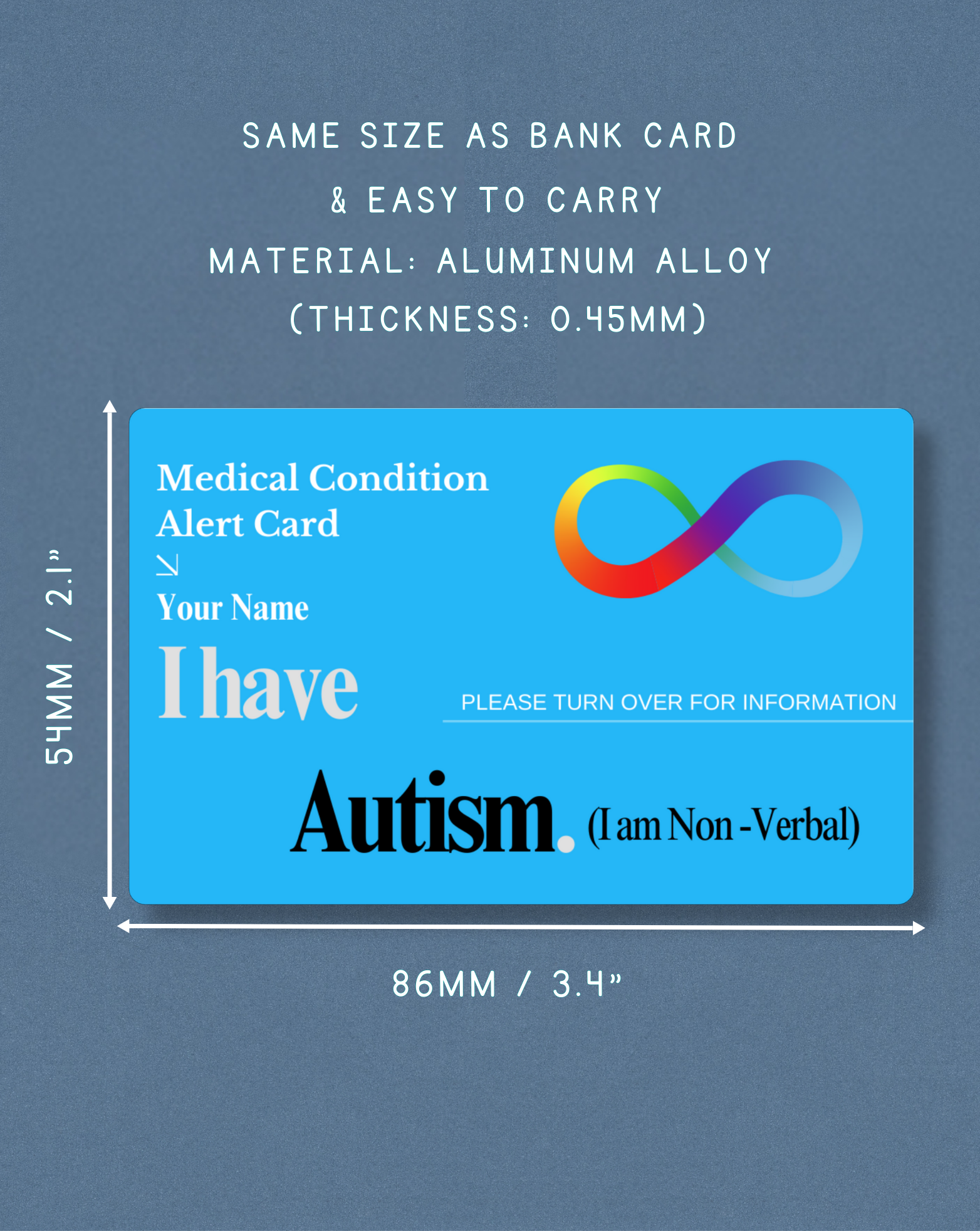 Autism (I am Non-Verbal) Medical Alert Card