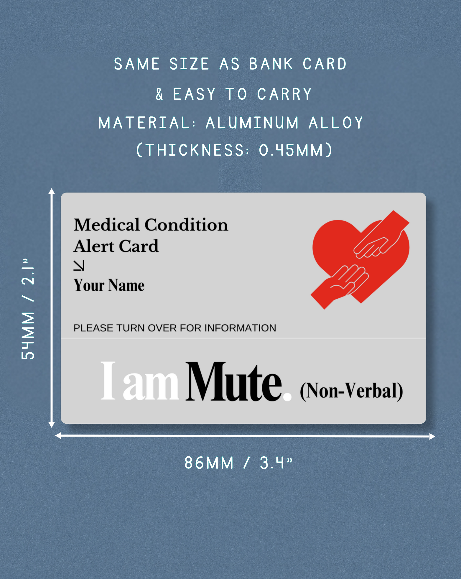 I am Mute (Non-Verbal) Medical Alert Card