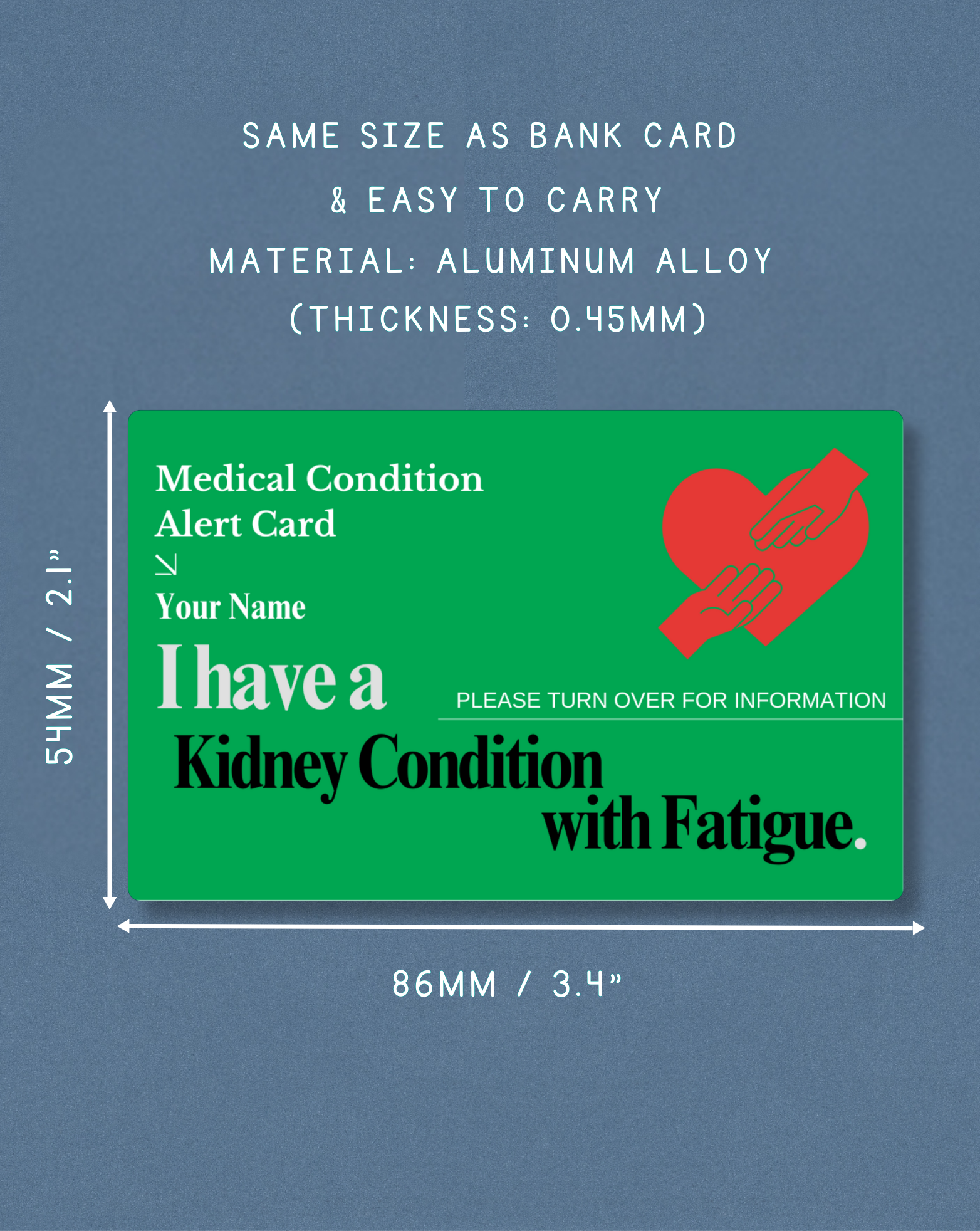 Kidney Condition with Fatigue Medical Alert Card