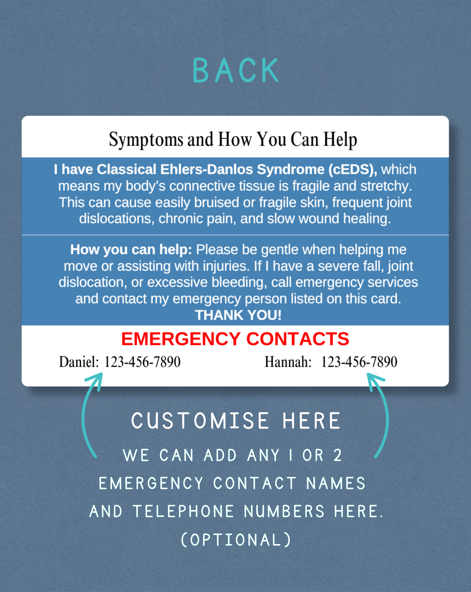 cEDs Medical Alert Card