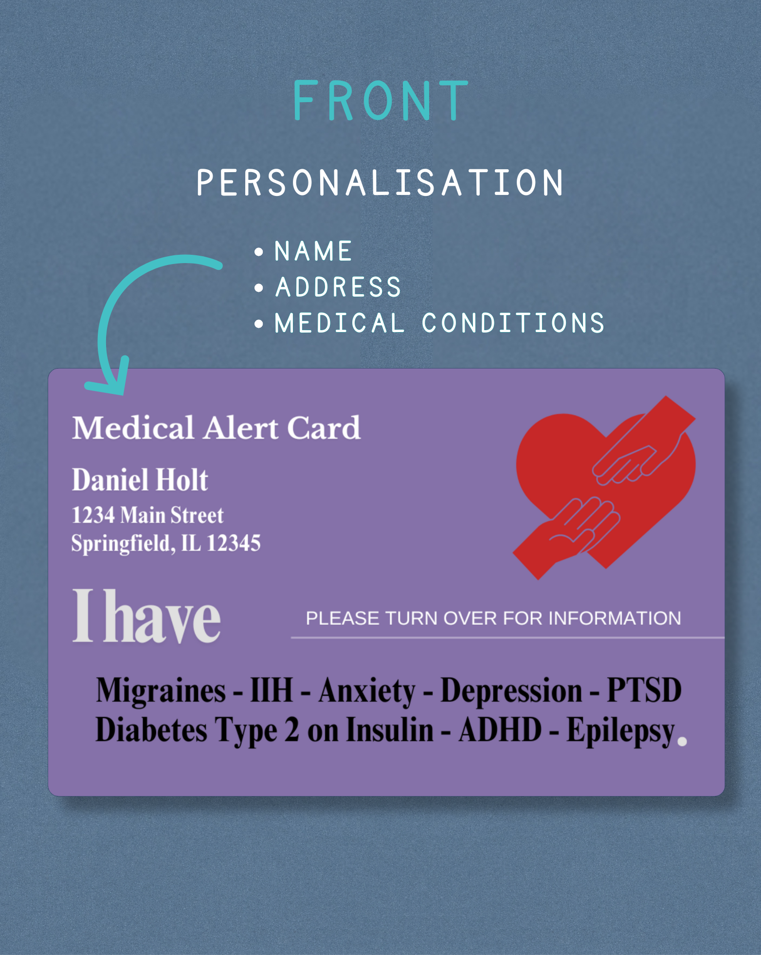Customised Medical Alert Card (Purple)