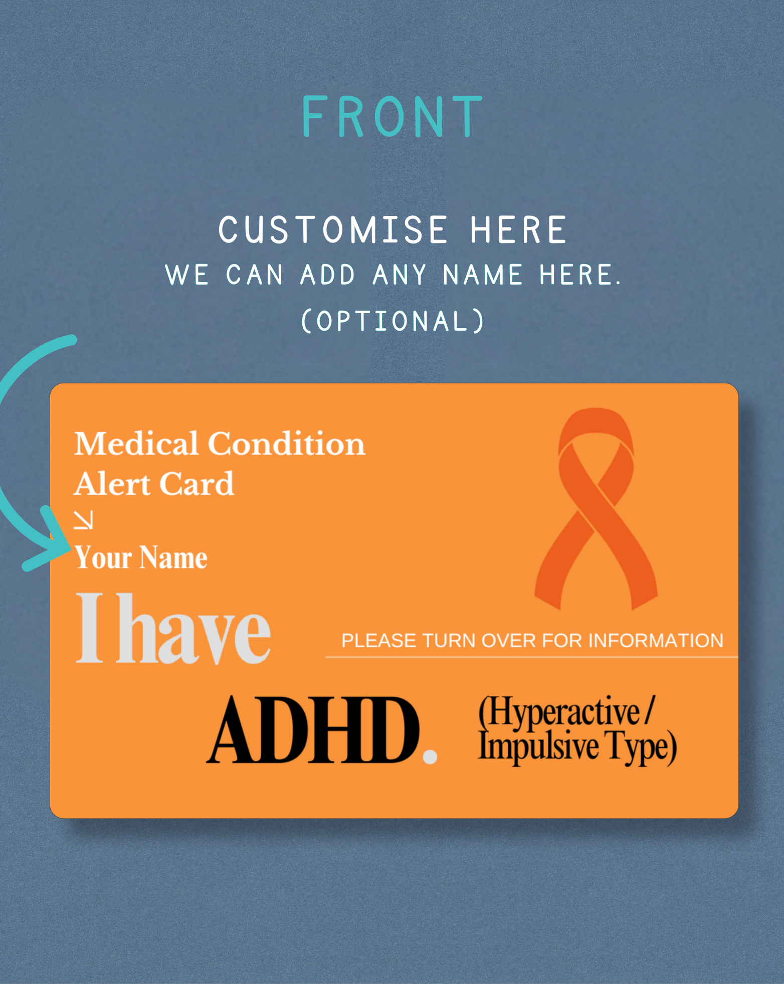 ADHD (Hyperactive/Impulsive Type) Medical Alert Card