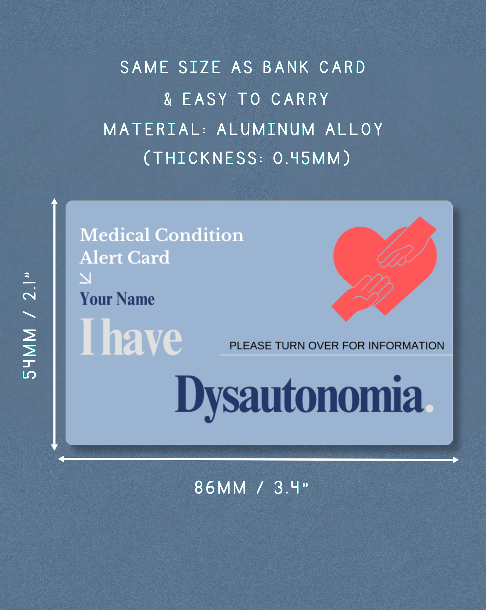 Dysautonomia Medical Alert Card