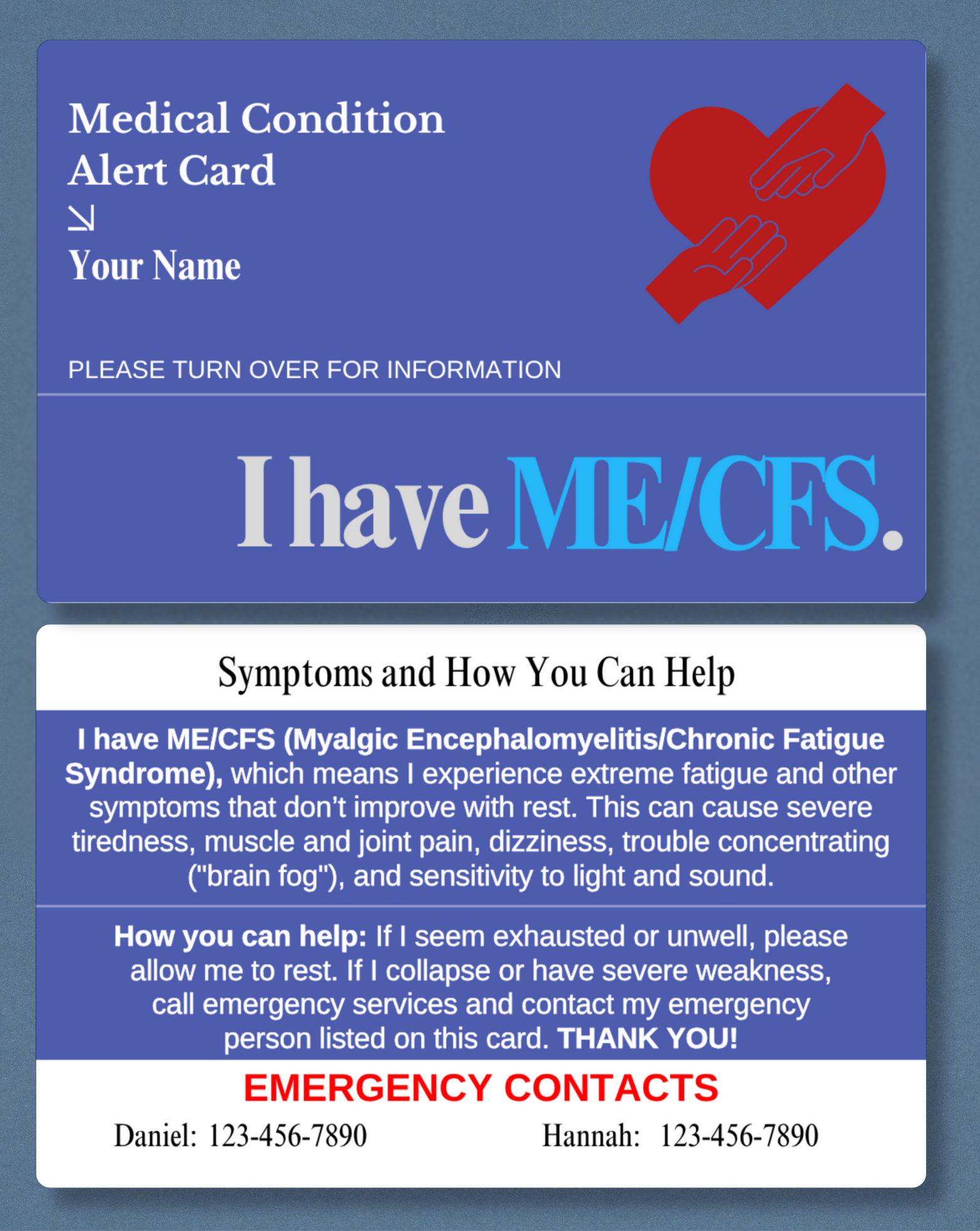 ME/CFS Medical Alert Card