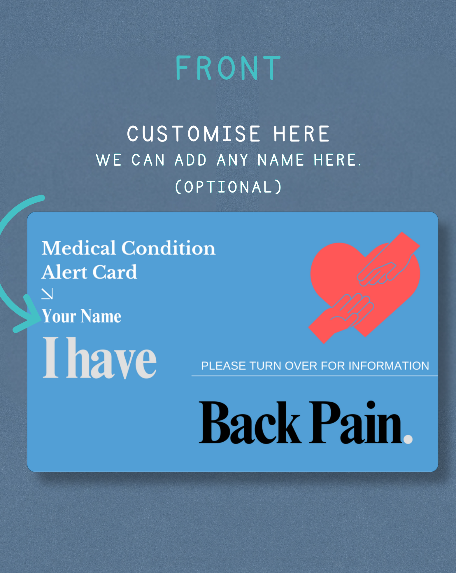 Back Pain Medical Alert Card