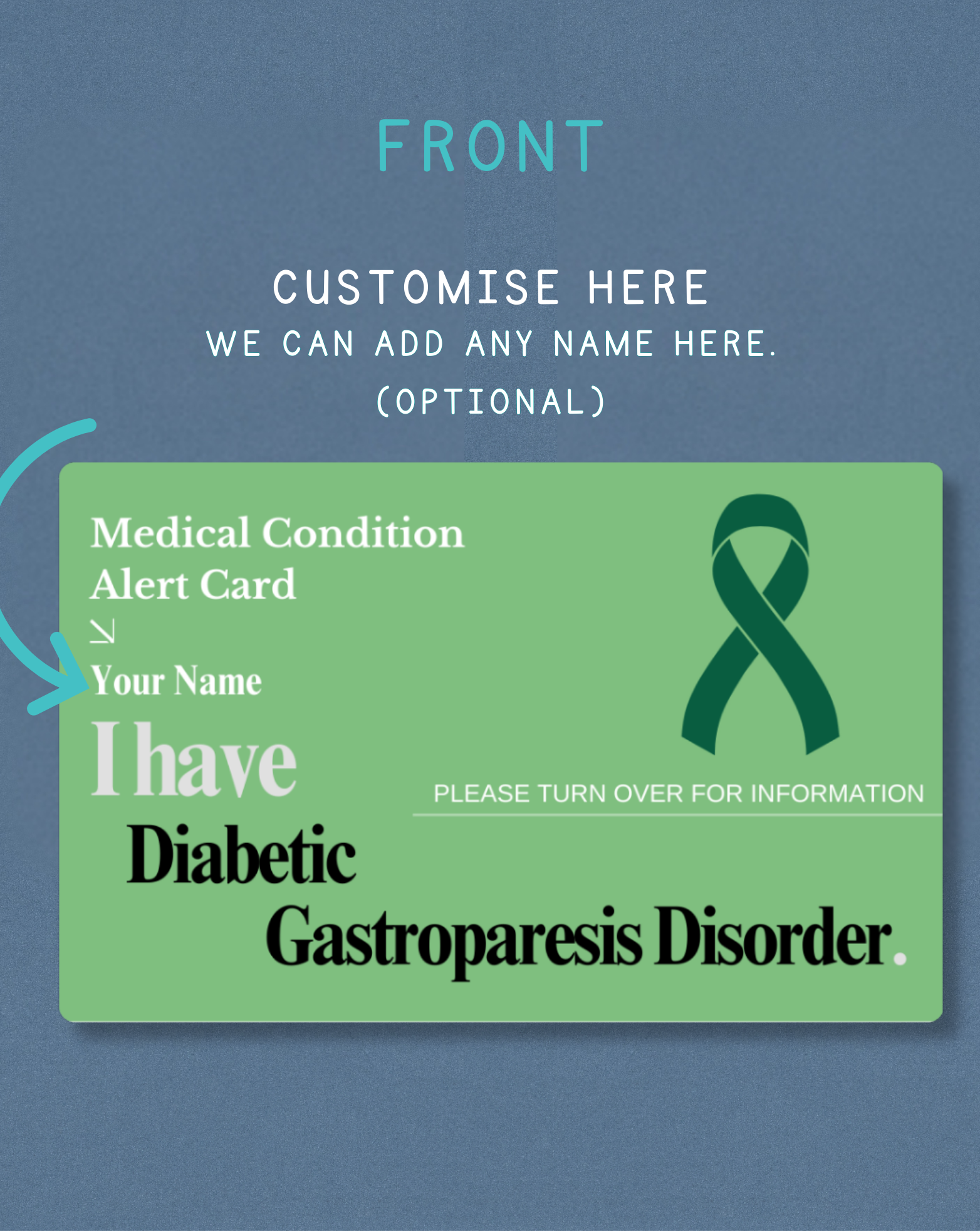 Diabetic Gastroparesis Disorder Medical Alert Card