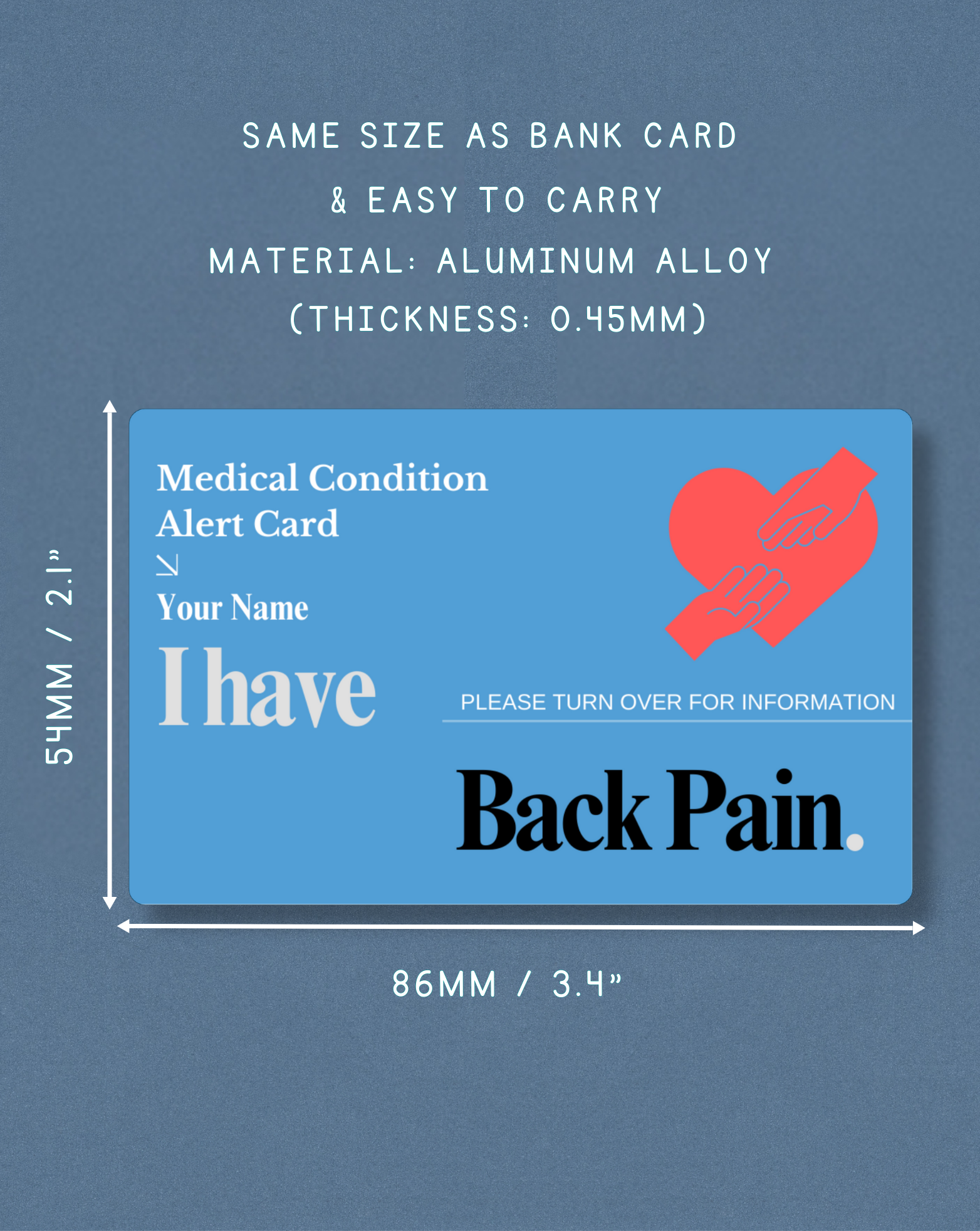 Back Pain Medical Alert Card