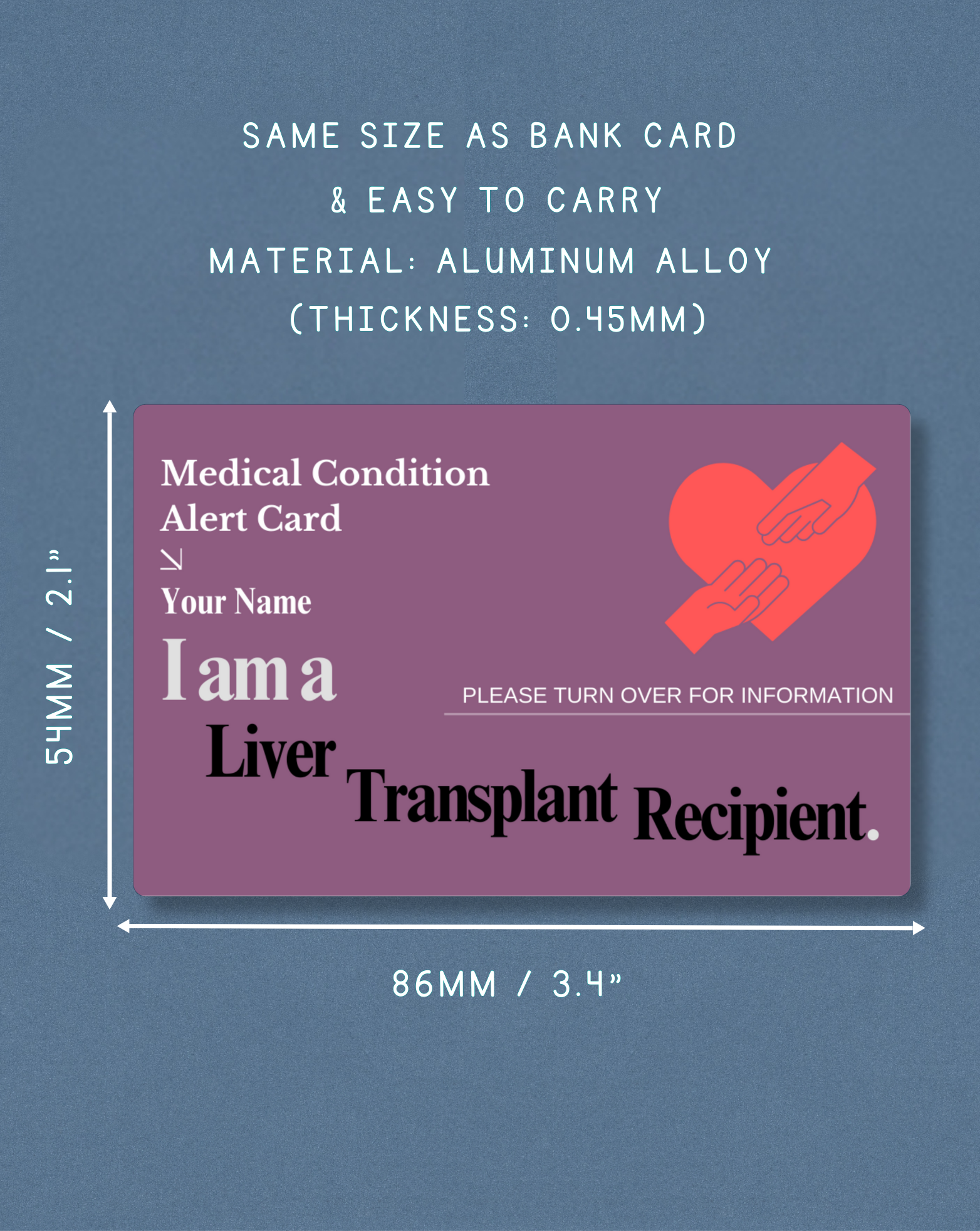 Liver Transplant Recipient Medical Alert Card