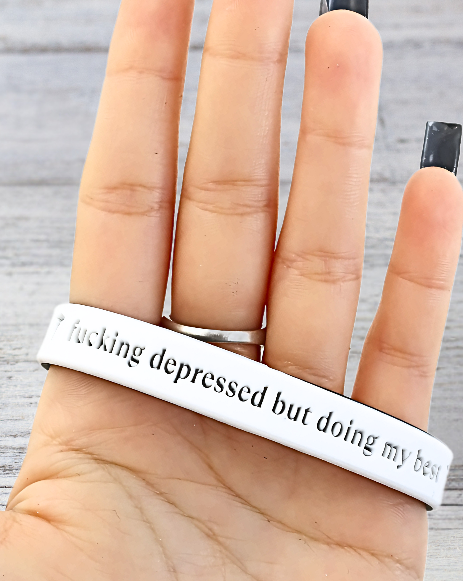 Fucking Depressed but Doing My Best - Funny Alert Bracelet