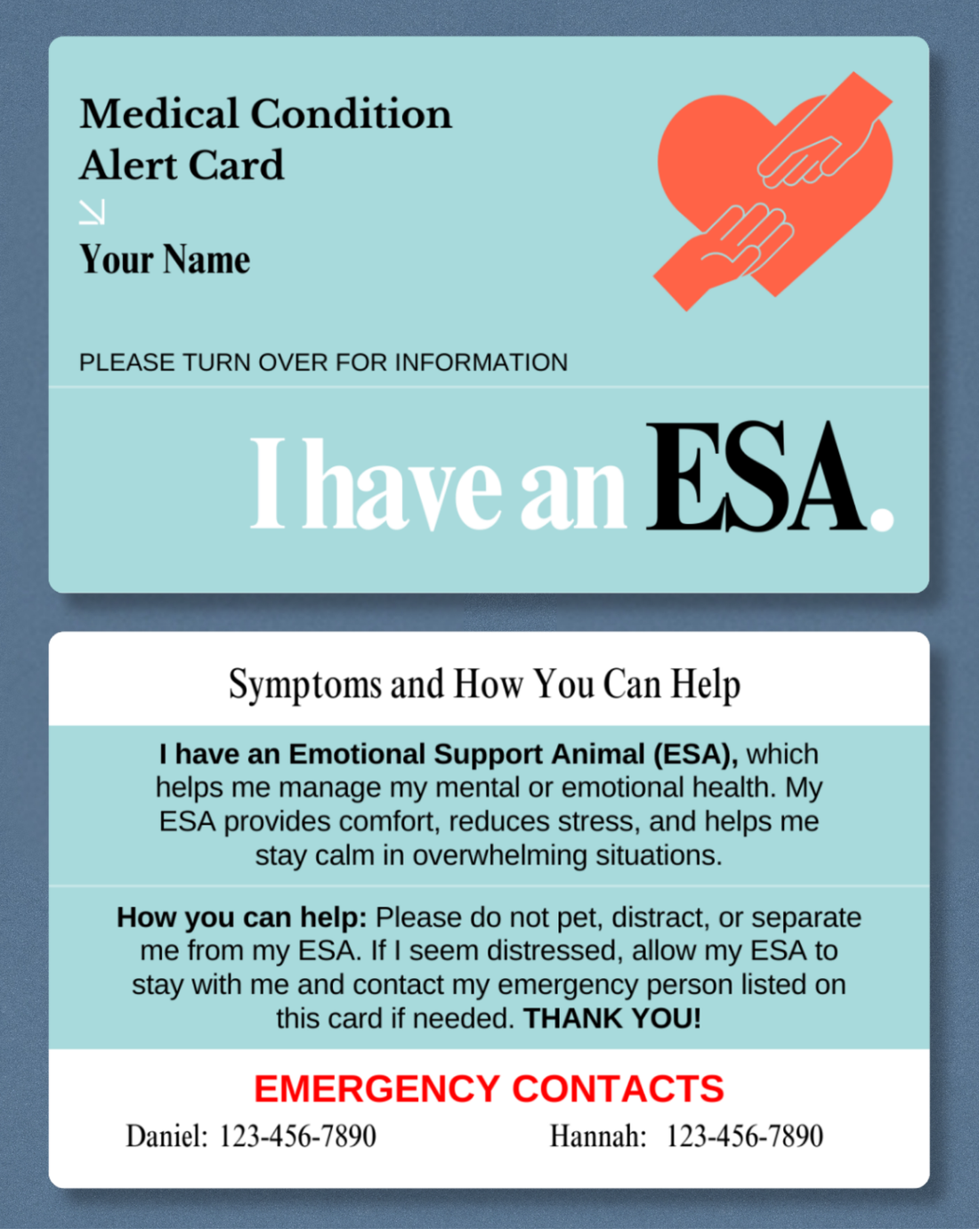 ESA Medical Alert Card