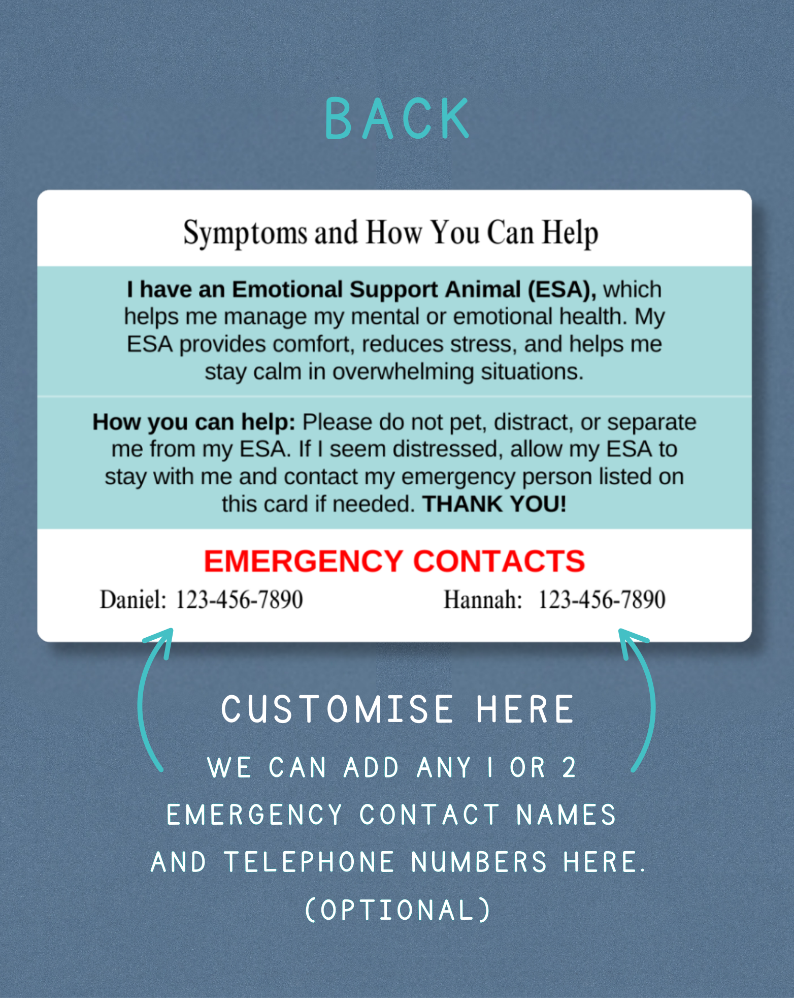 ESA Medical Alert Card