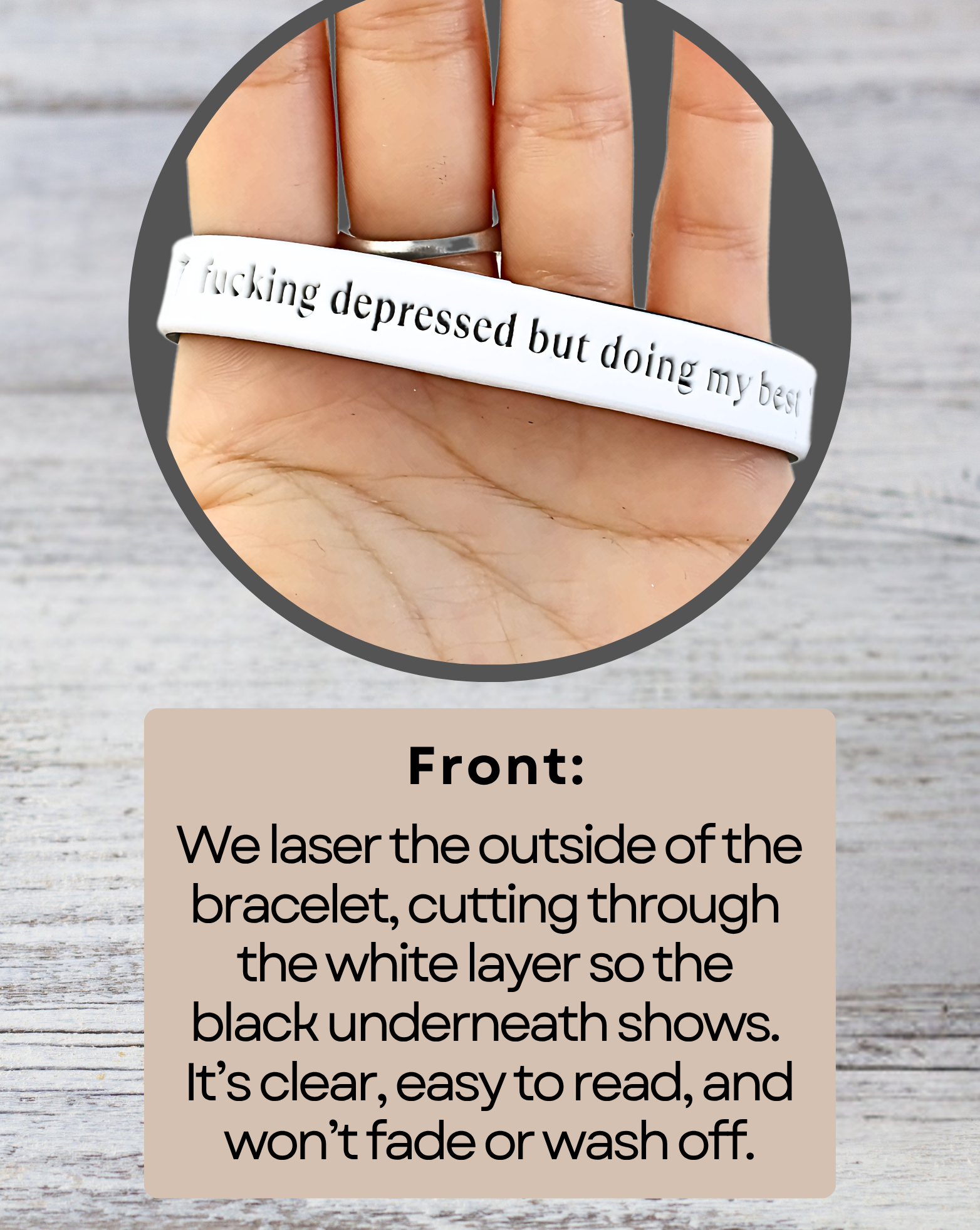 Fucking Depressed but Doing My Best - Funny Alert Bracelet