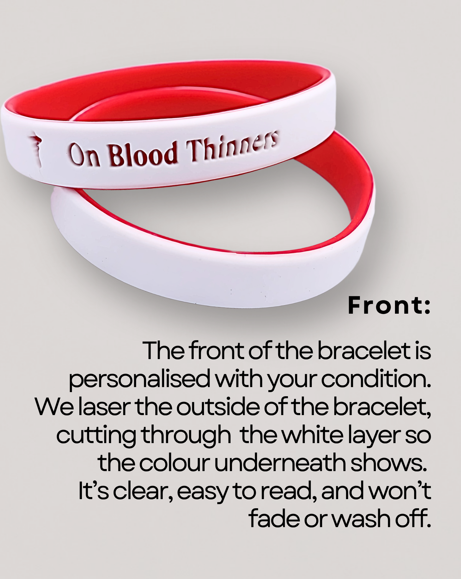 Personalised Medical Alert Bracelet (Red)